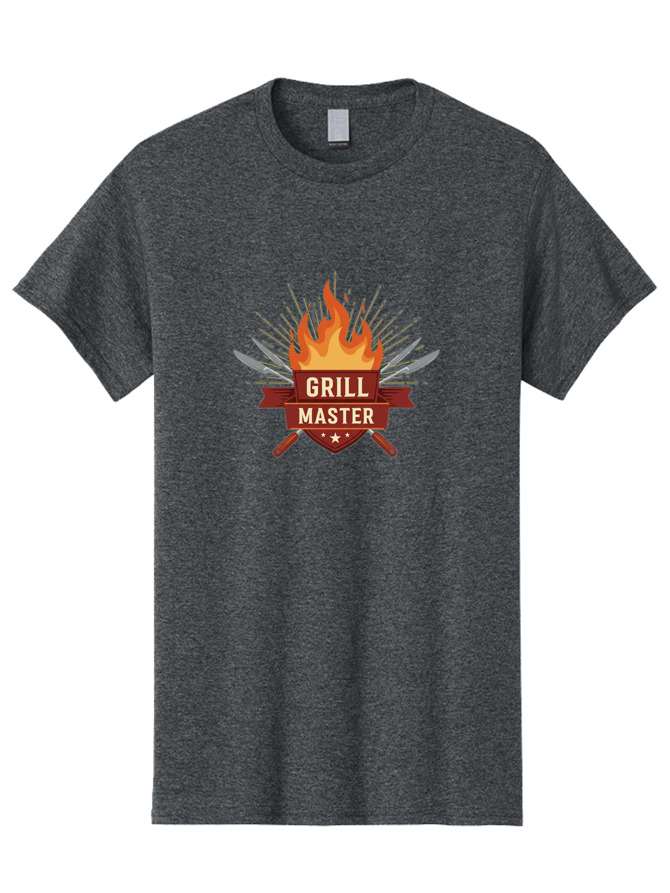 Grill-Master-2 Men'S Graphic Tee, 100% Cotton, Comfortable Casual Summer Wear, Machine Washable, Grill Master Logo, Kitchen Utensils, Chef Knives, Flame Design, Cooking Emblem, Culinary Arts, Barbecue Symbol, Cooking Flames, Chef Badge Bac011