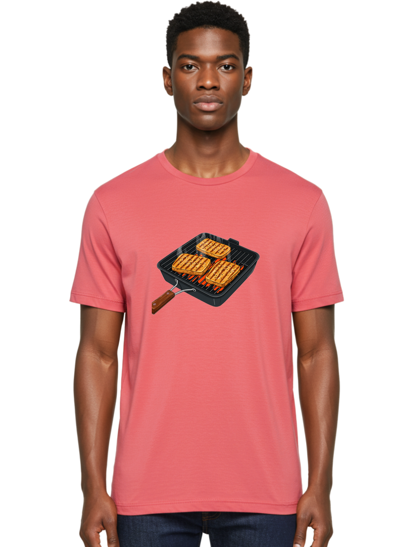 Grilled-Cheese-Sandwich Men'S Graphic Tee, 100% Cotton, Comfortable Casual Summer Wear, Machine Washable, Grilled Sandwiches, Toasted Bread, Barbecue Grill, Cooking Outdoors, Grilled Marks, Flame Grilled Food, Summer Cooking, Outdoor Cooking, Bac014