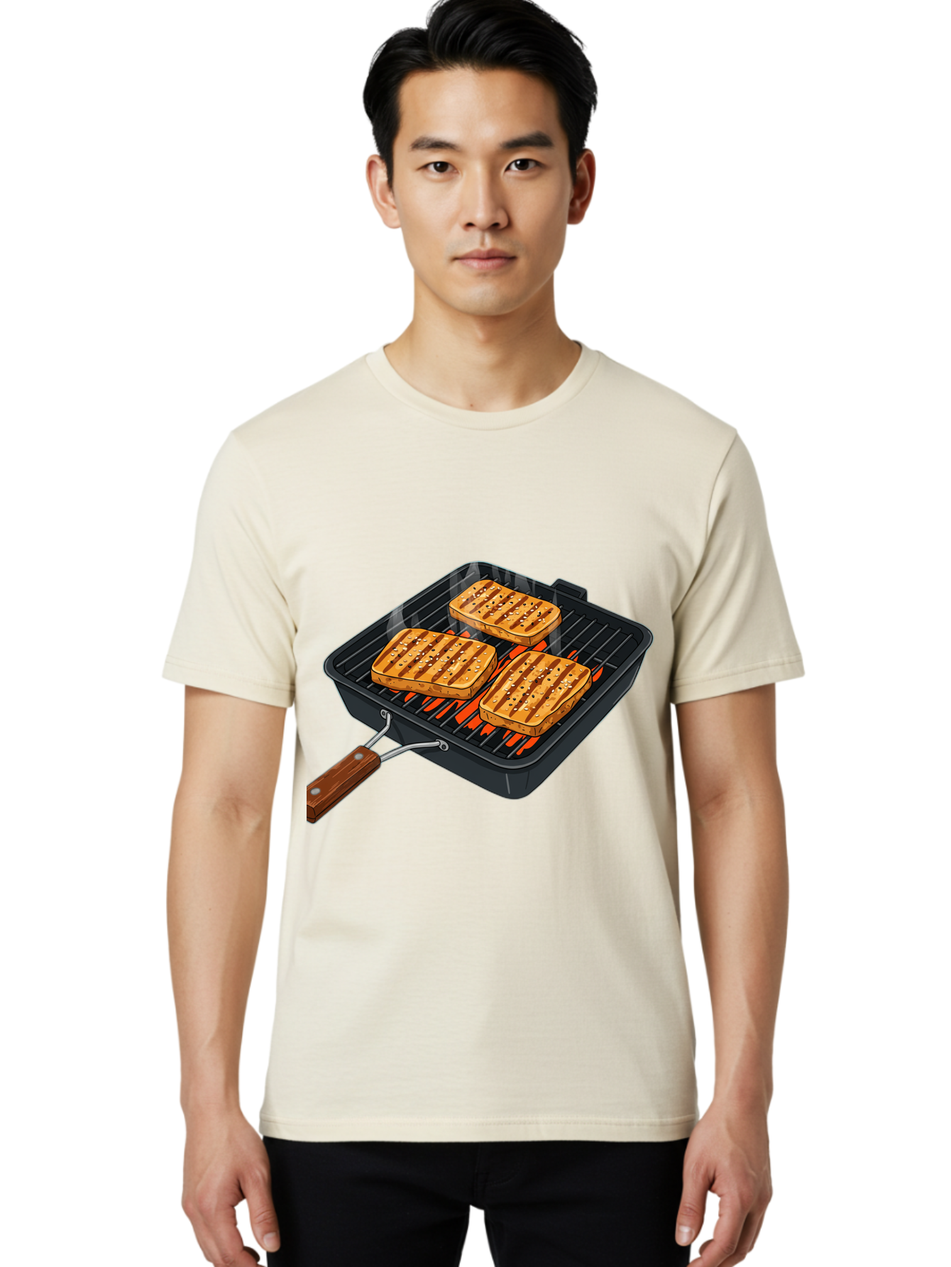Grilled-Cheese-Sandwich Men'S Graphic Tee, 100% Cotton, Comfortable Casual Summer Wear, Machine Washable, Grilled Sandwiches, Toasted Bread, Barbecue Grill, Cooking Outdoors, Grilled Marks, Flame Grilled Food, Summer Cooking, Outdoor Cooking, Bac014