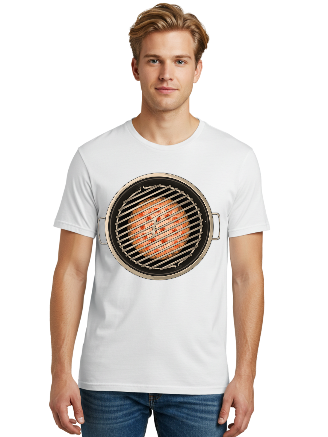 Grilled-Salmon Men'S Graphic Tee, 100% Cotton, Comfortable Casual Summer Wear, Machine Washable, Grilled Chicken, Chicken Breast, Cooking, Barbecue, Grilling, Meat, Kitchen, Food, Cooking Technique, Grill Marks, Culinary Art Bac015