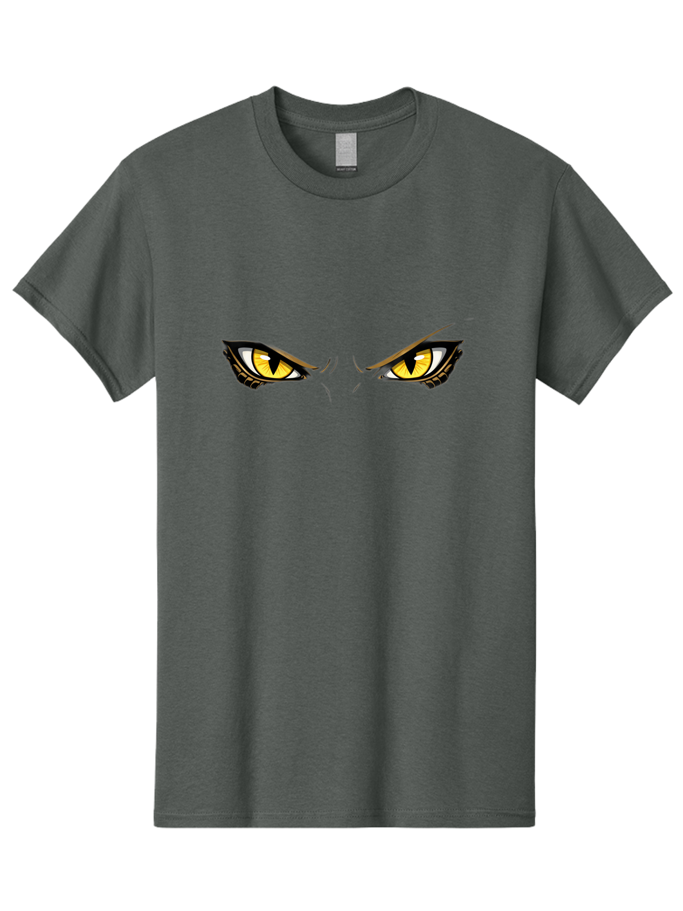 Grinch-Eyes Men'S Graphic Tee, 100% Cotton, Comfortable Casual Summer Wear, Machine Washable, Menacing Eyes, Anime Style, Yellow Eyes, Black Pupils, Aggressive Stare, Intense Gaze, Sharp Eyebrows, Cartoon Illustration, Angry Expression Bac017