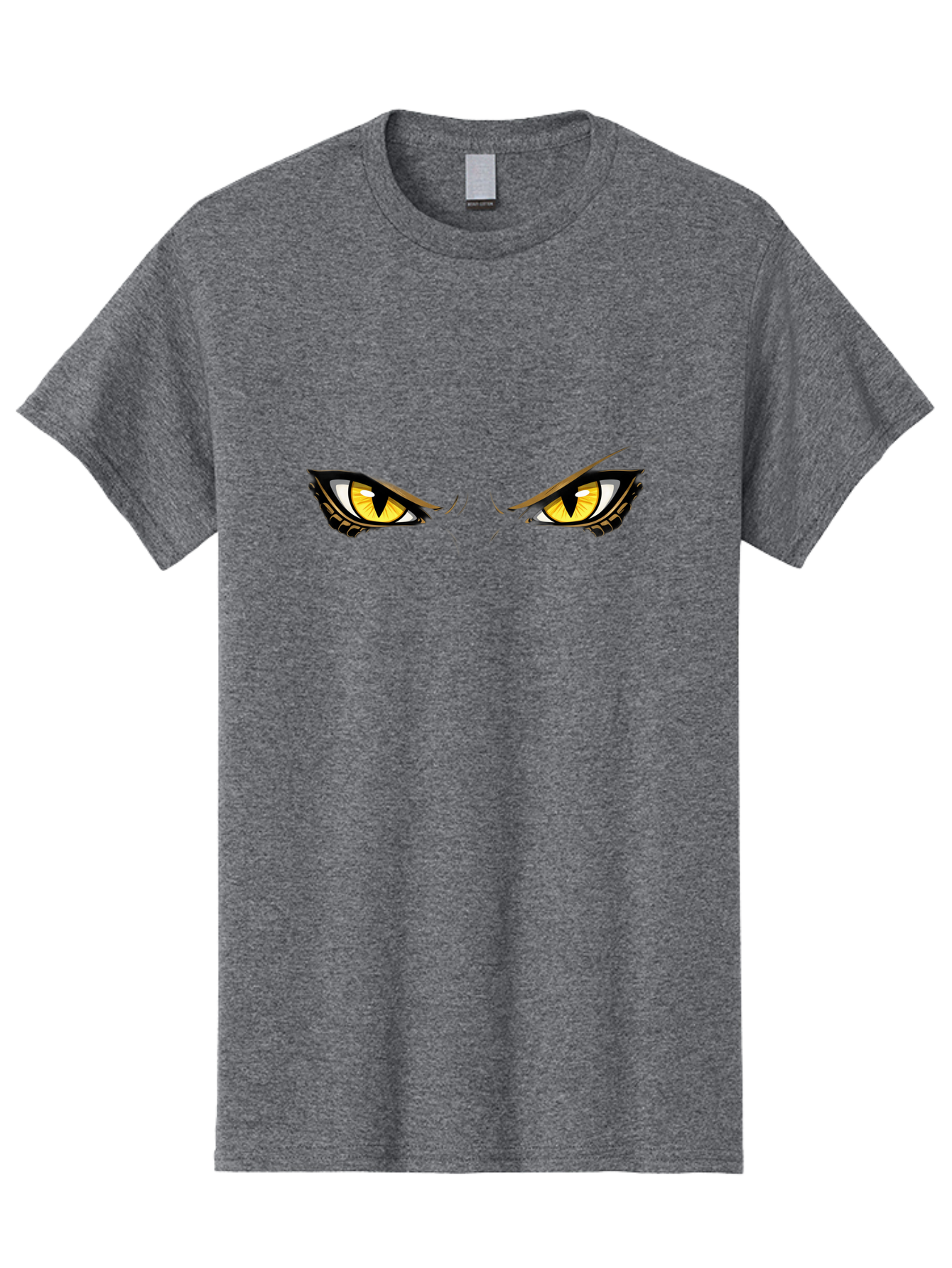 Grinch-Eyes Men'S Graphic Tee, 100% Cotton, Comfortable Casual Summer Wear, Machine Washable, Menacing Eyes, Anime Style, Yellow Eyes, Black Pupils, Aggressive Stare, Intense Gaze, Sharp Eyebrows, Cartoon Illustration, Angry Expression Bac017