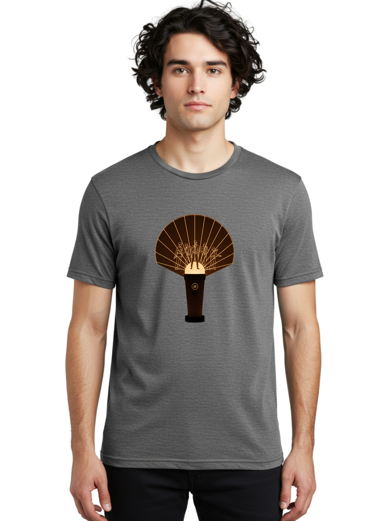 Handheld-Fan Men'S Graphic Tee, 100% Cotton, Comfortable Casual Summer Wear, Machine Washable, Handheld Fan, Elegant Design, Traditional Accessory, Cultural Heritage, Decorative Patterns, Minimalist Art, Simple Luxury, Gold Accents, Bac021