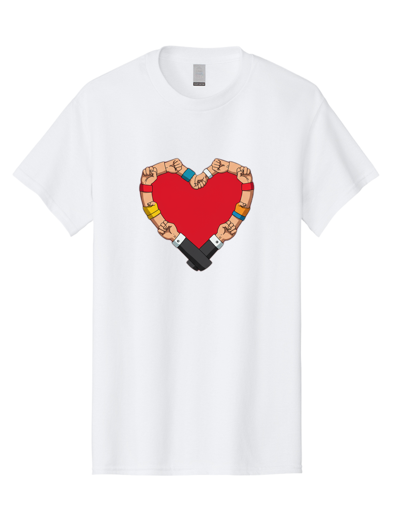 Hands-Forming-Heart-1 Men'S Graphic Tee, 100% Cotton, Comfortable Casual Summer Wear, Machine Washable, Hands Holding Heart, Unity, Solidarity, Social Justice, Human Rights, Love, Community, Togetherness, Diversity, Activism, Empowerment Bac022