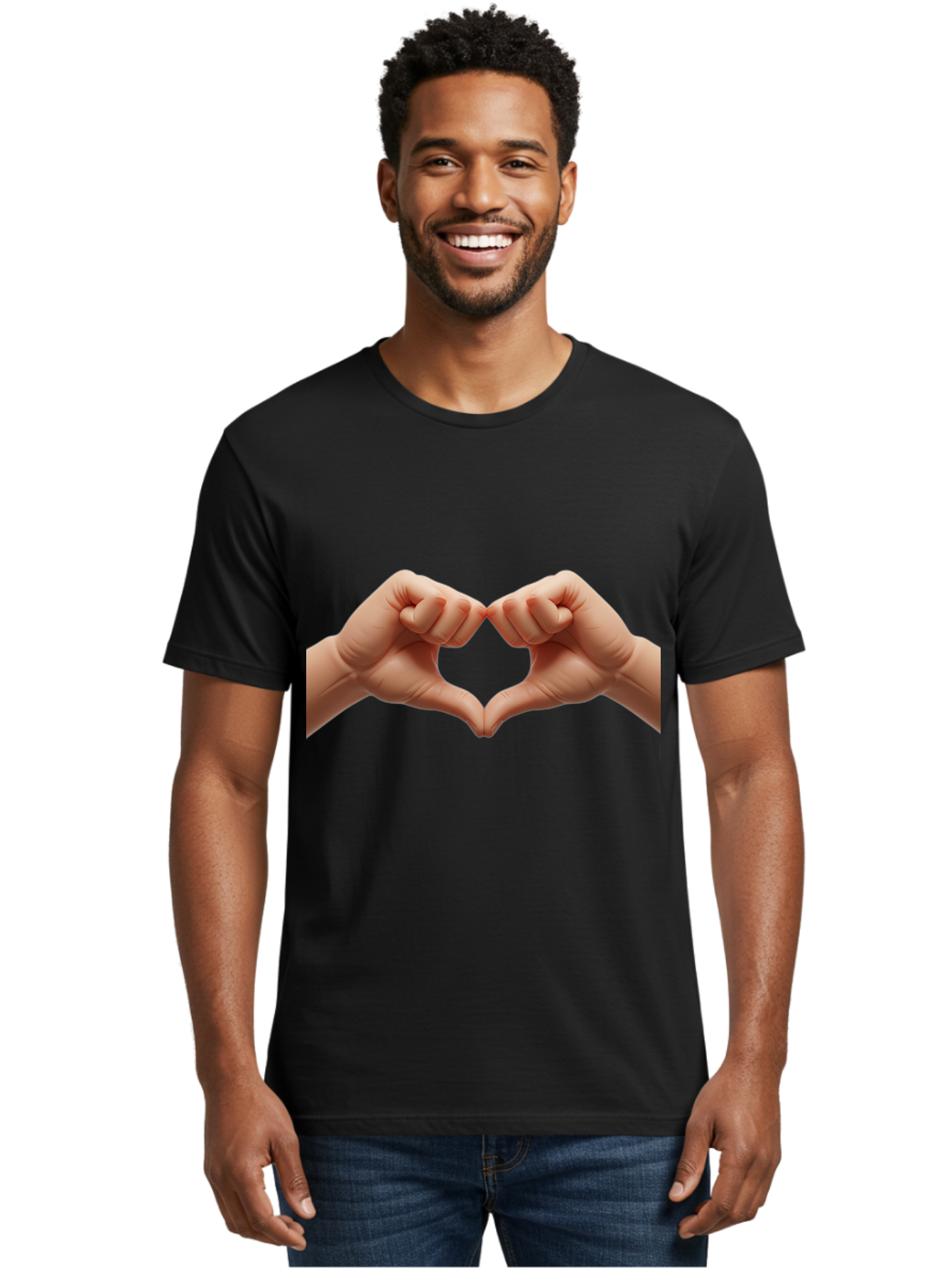 Hands-Forming-Heart-3 Men'S Graphic Tee, 100% Cotton, Comfortable Casual Summer Wear, Machine Washable, Hands Forming Heart Shape, Heart Gesture, Love Symbol, Hand Sign, Affectionate Gesture, Heart Hands, Love Sign Bac024