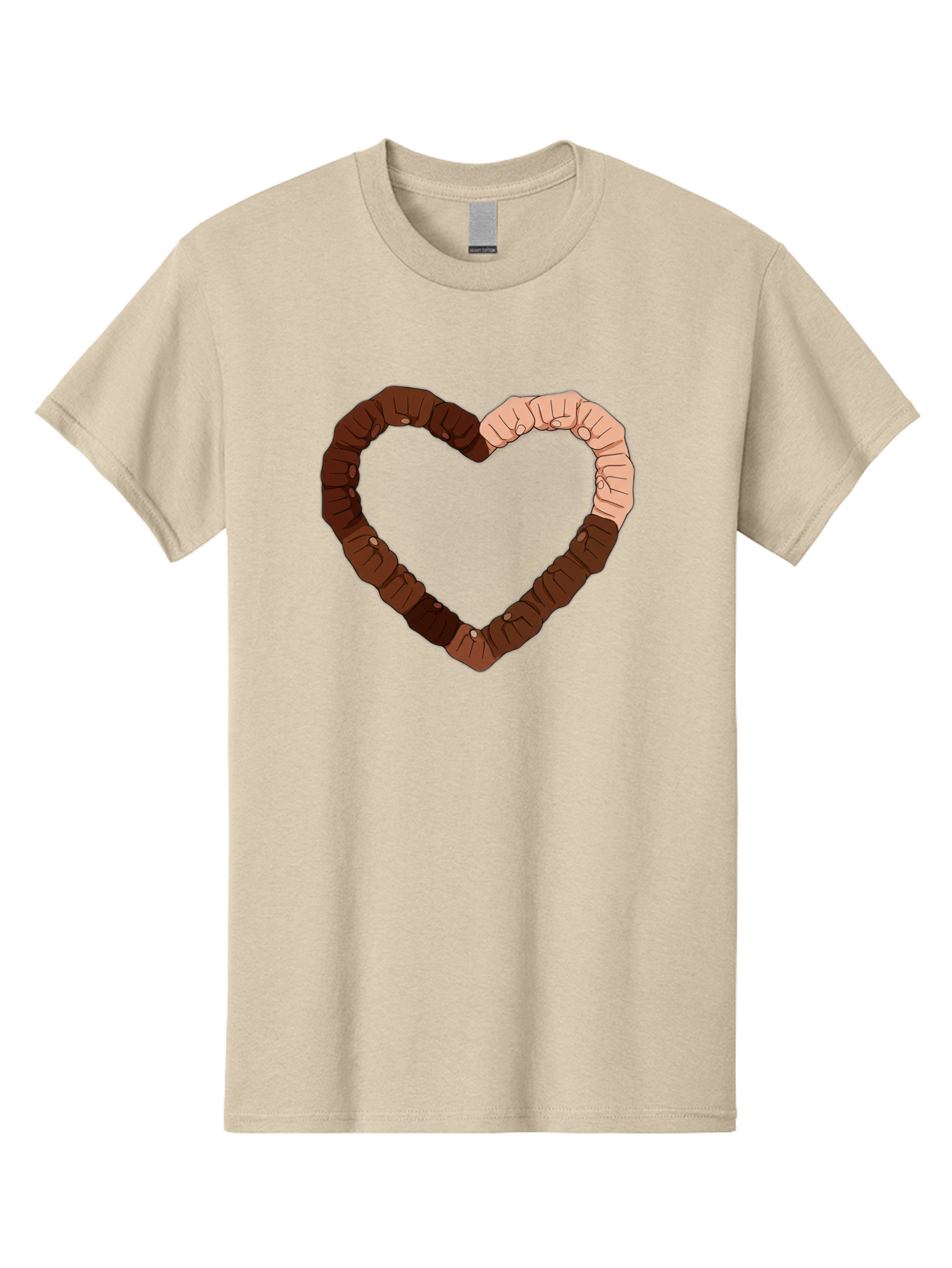 Hands-Forming-Heart Men'S Graphic Tee, 100% Cotton, Comfortable Casual Summer Wear, Machine Washable, Diverse Hands Forming Heart, Unity And Love Symbol, Multicultural Unity, Solidarity, Togetherness, Hand Holding Illustration, Bac027