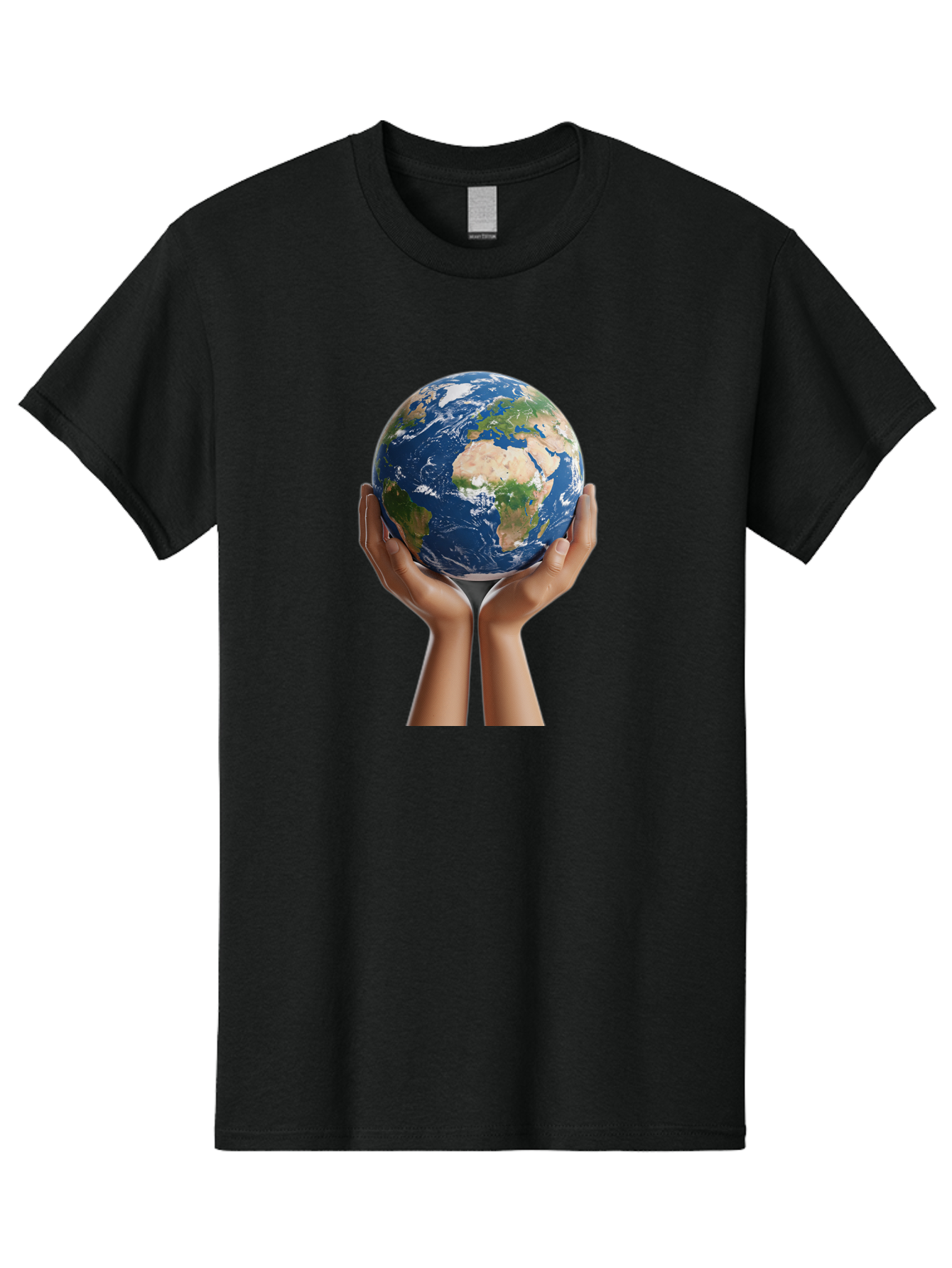 Hands-Holding-Earth Men'S Graphic Tee, 100% Cotton, Comfortable Casual Summer Wear, Machine Washable, Hands Holding The Earth, Global Unity, Environmental Conservation, World Peace, Earth'S Beauty, Human Connection, Global Citizenship, Bac028