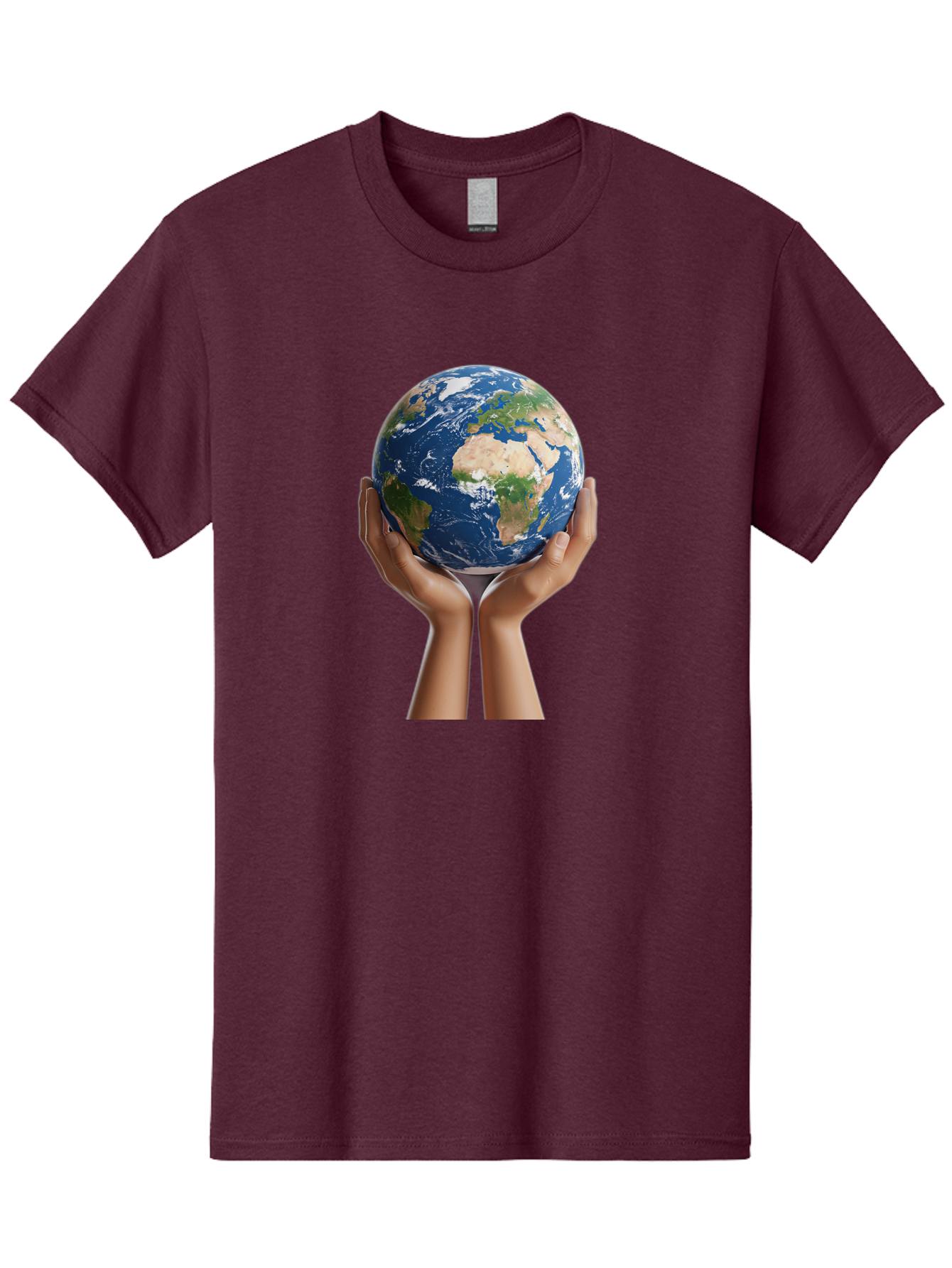 Hands-Holding-Earth Men'S Graphic Tee, 100% Cotton, Comfortable Casual Summer Wear, Machine Washable, Hands Holding The Earth, Global Unity, Environmental Conservation, World Peace, Earth'S Beauty, Human Connection, Global Citizenship, Bac028