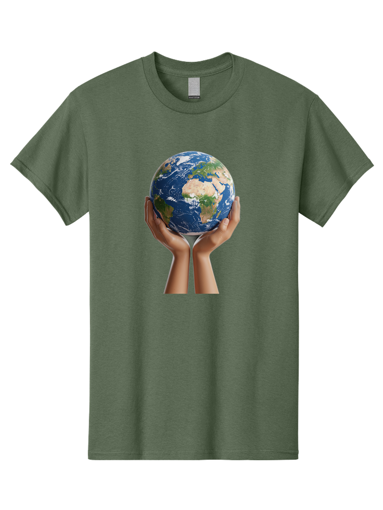 Hands-Holding-Earth Men'S Graphic Tee, 100% Cotton, Comfortable Casual Summer Wear, Machine Washable, Hands Holding The Earth, Global Unity, Environmental Conservation, World Peace, Earth'S Beauty, Human Connection, Global Citizenship, Bac028