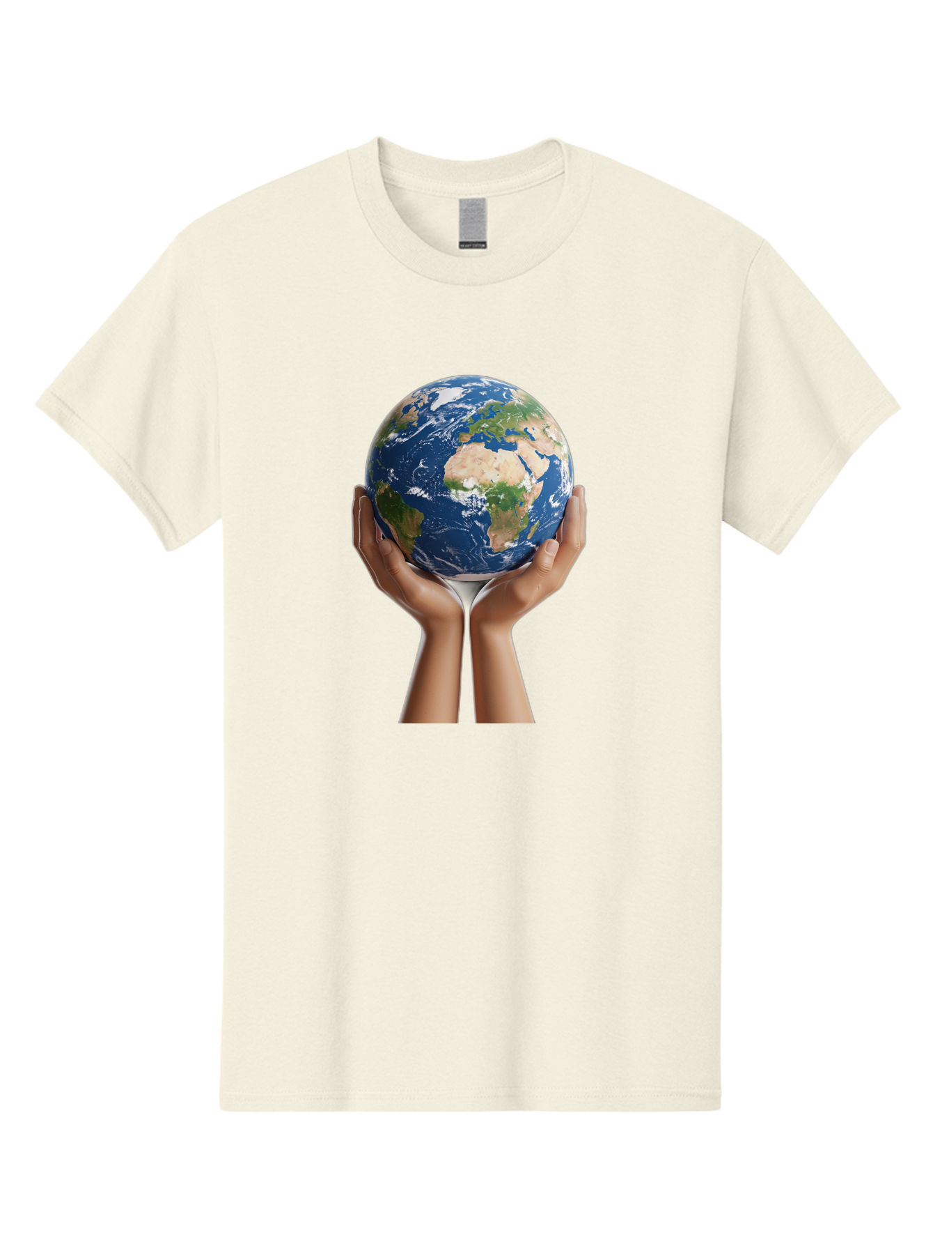 Hands-Holding-Earth Men'S Graphic Tee, 100% Cotton, Comfortable Casual Summer Wear, Machine Washable, Hands Holding The Earth, Global Unity, Environmental Conservation, World Peace, Earth'S Beauty, Human Connection, Global Citizenship, Bac028