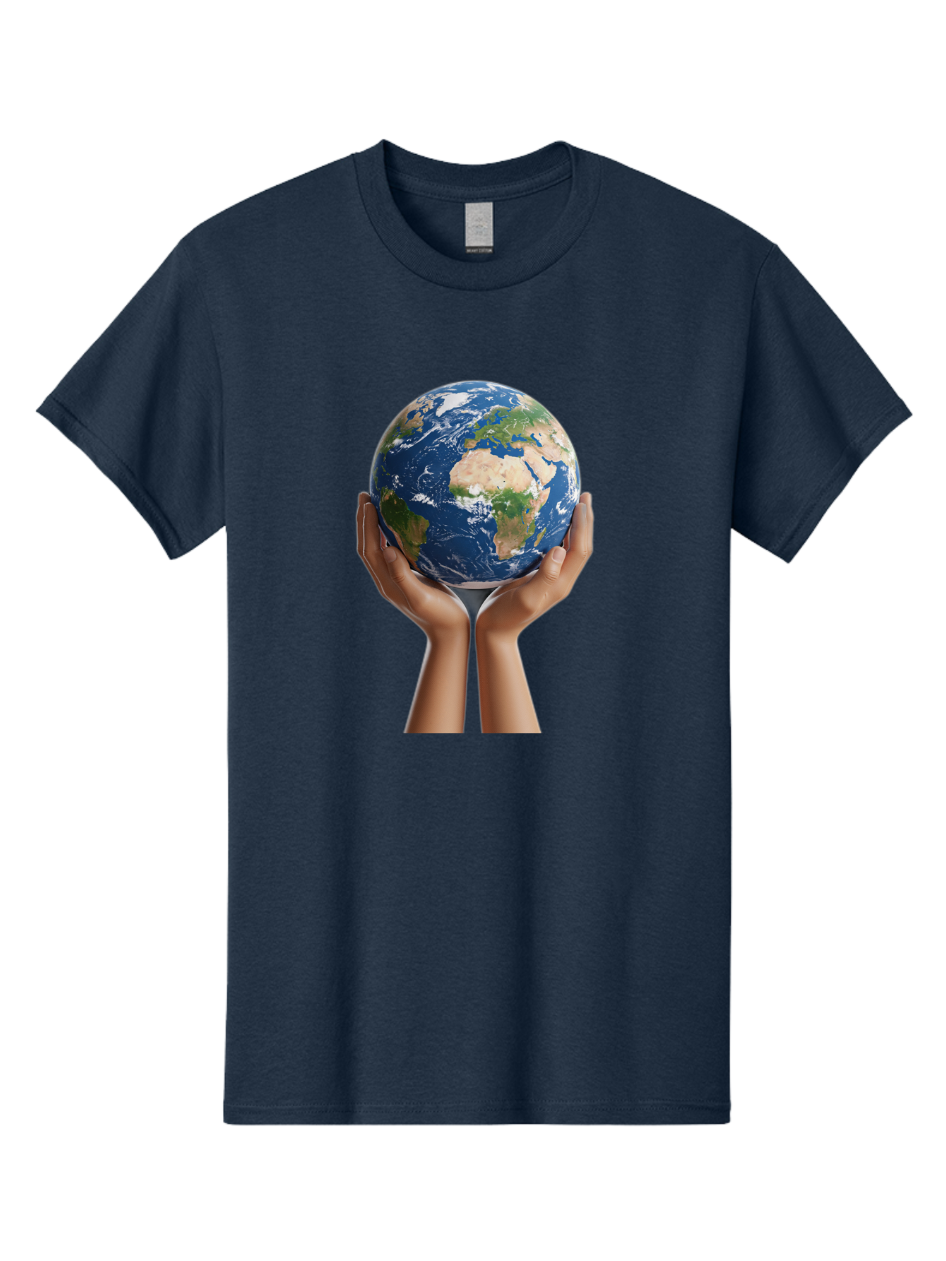 Hands-Holding-Earth Men'S Graphic Tee, 100% Cotton, Comfortable Casual Summer Wear, Machine Washable, Hands Holding The Earth, Global Unity, Environmental Conservation, World Peace, Earth'S Beauty, Human Connection, Global Citizenship, Bac028
