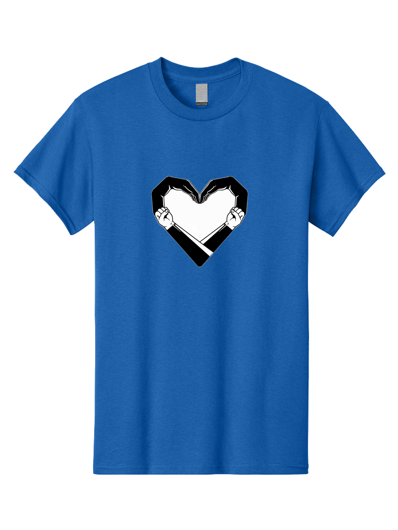 Hands-Holding-Heart Men'S Graphic Tee, 100% Cotton, Comfortable Casual Summer Wear, Machine Washable, Hands Holding Heart, Heart Shape, Black And White Graphic, Symbolic Illustration, Love Symbol, Heart Sign, Clenched Fists, Artistic Design, Bac029