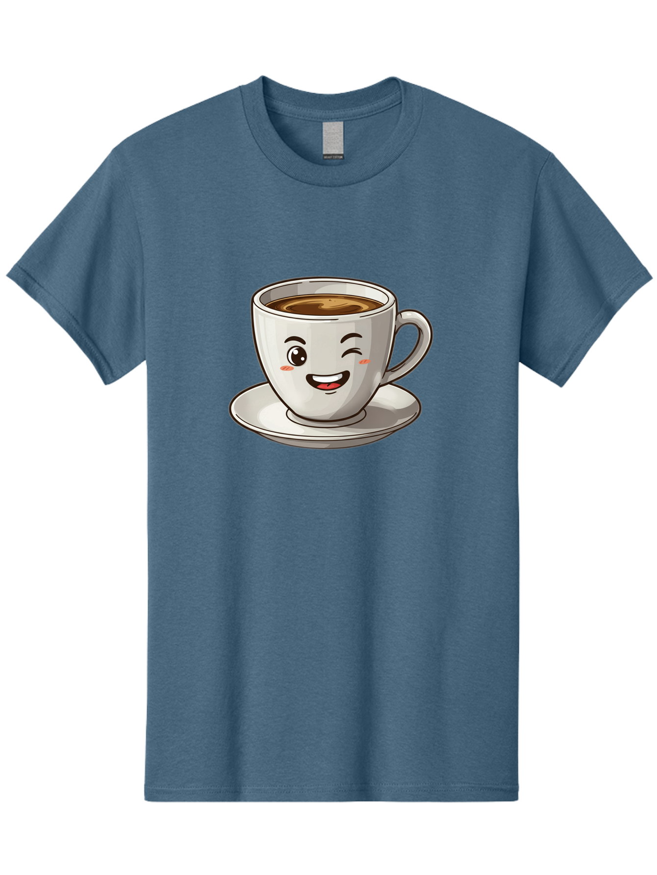 Happy-Coffee-Cup Men'S Graphic Tee, 100% Cotton, Comfortable Casual Summer Wear, Machine Washable, Cup Of Coffee, Cartoon Coffee, Smiling Coffee, Happy Face, Winking Coffee, Coffee Break, Morning Coffee, Coffee Time, Caffeinated Delight, Bac031