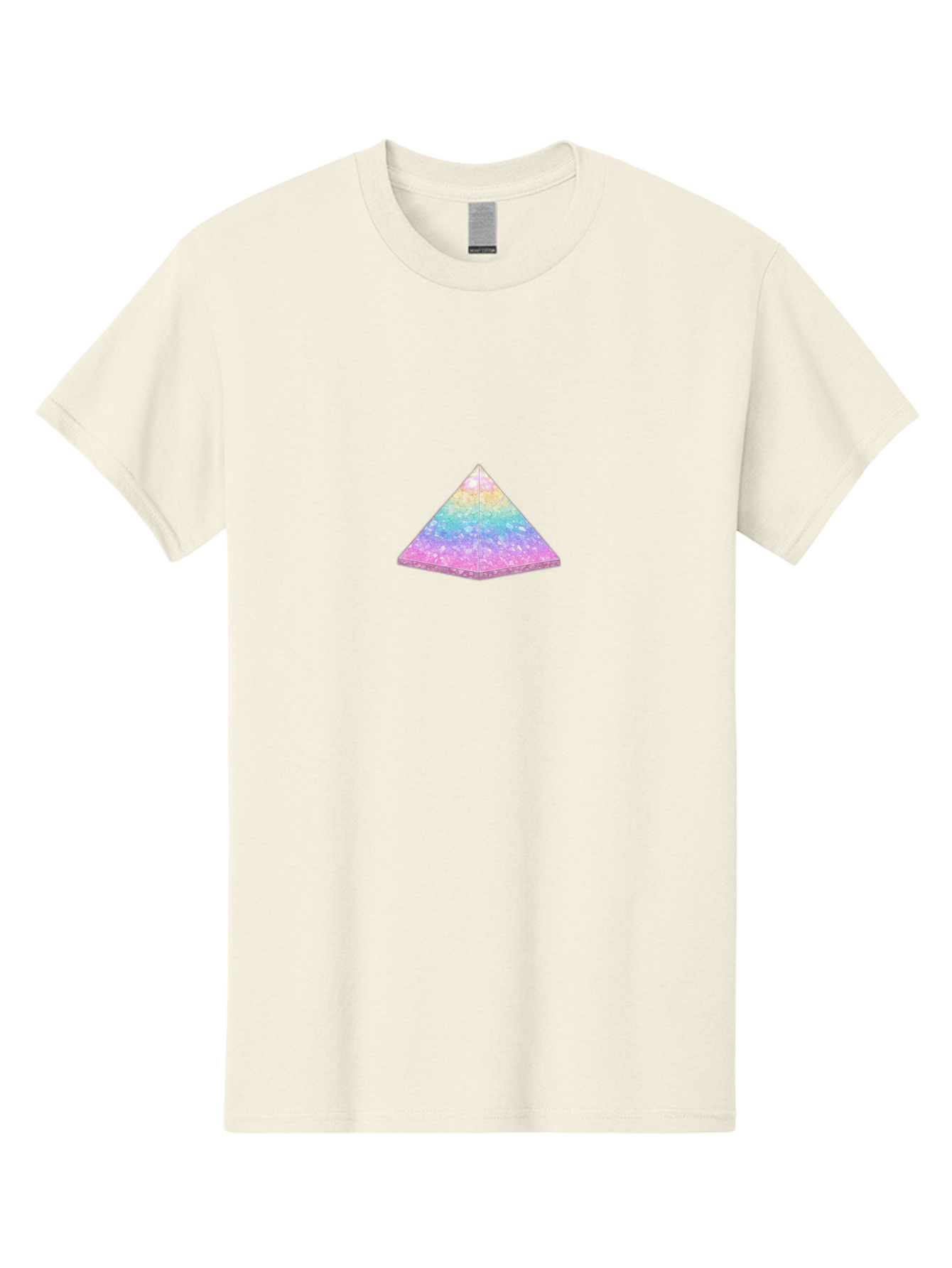 Holographic-Triangle Men'S Graphic Tee, 100% Cotton, Comfortable Casual Summer Wear, Machine Washable, Holographic Triangle, Pastel Colors, Shimmering Effect, Iridescent Sheen, Mystical Symbol, Geometric Shape, Rainbow Colors, Glitter Effect Bac054