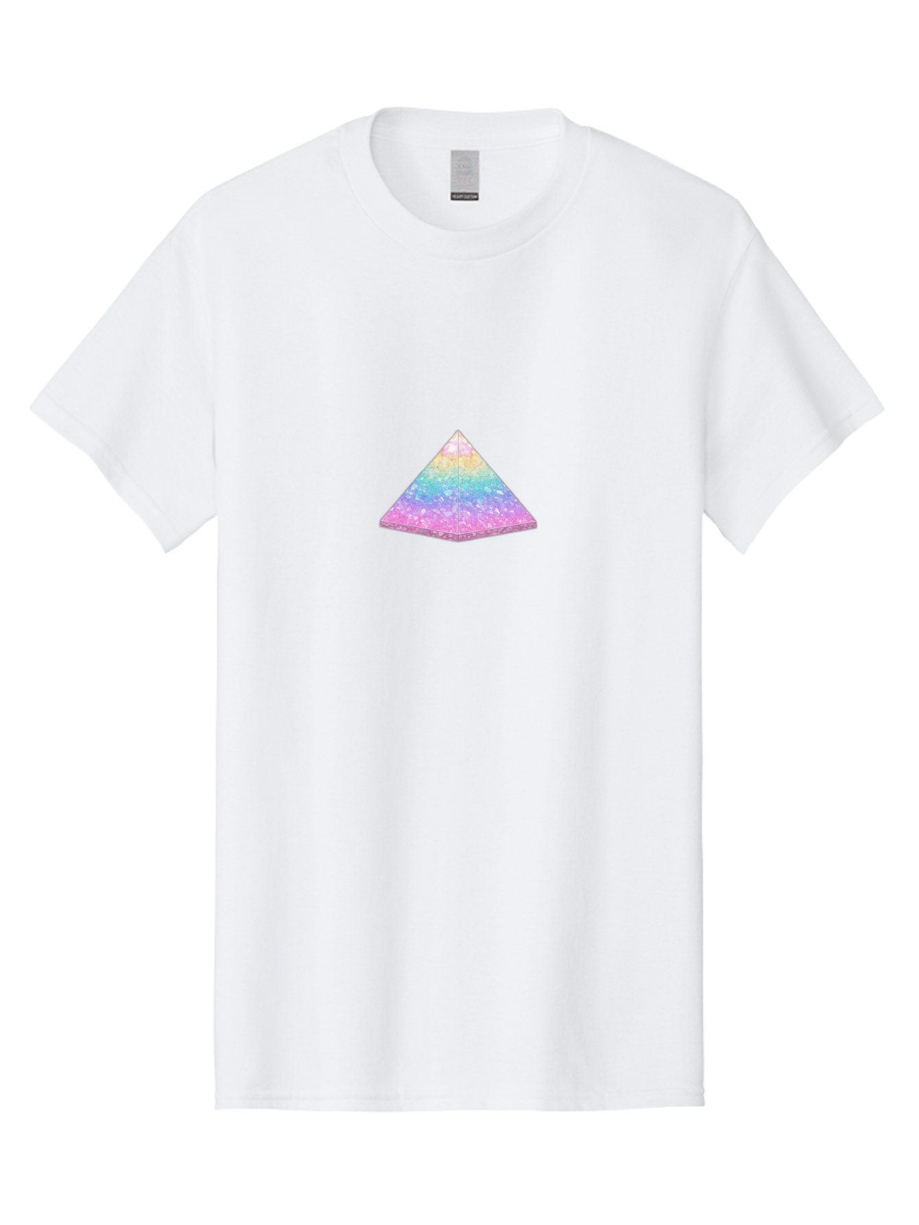 Holographic-Triangle Men'S Graphic Tee, 100% Cotton, Comfortable Casual Summer Wear, Machine Washable, Holographic Triangle, Pastel Colors, Shimmering Effect, Iridescent Sheen, Mystical Symbol, Geometric Shape, Rainbow Colors, Glitter Effect Bac054