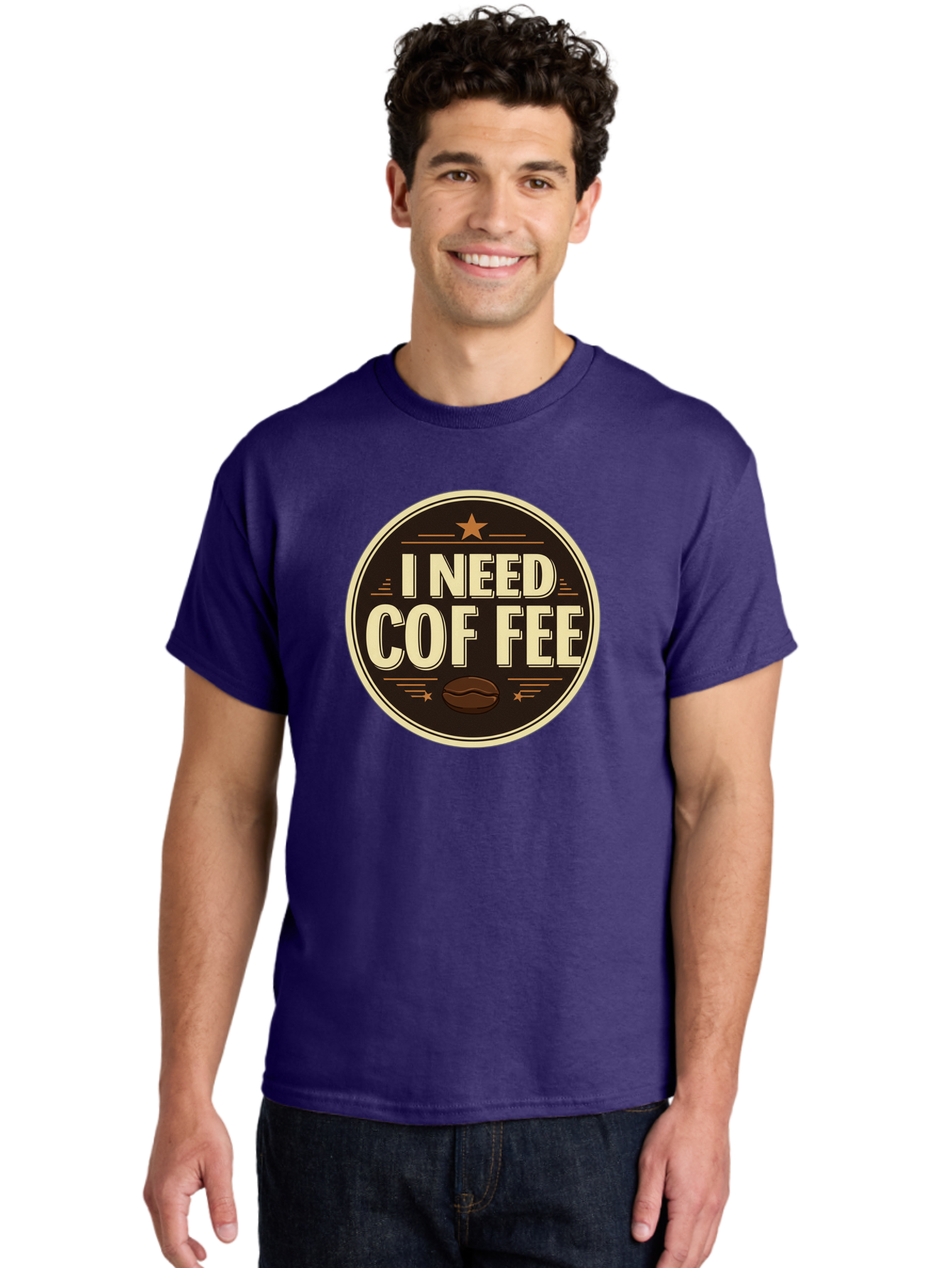 I-Need-Coffee-1 Men'S Graphic Tee, 100% Cotton, Comfortable Casual Summer Wear, Machine Washable, Coffee Lover, Coffee Break, Coffee Addiction, Coffee Quote, Coffee Humor, Coffee Needed, Coffee Craving Bac058