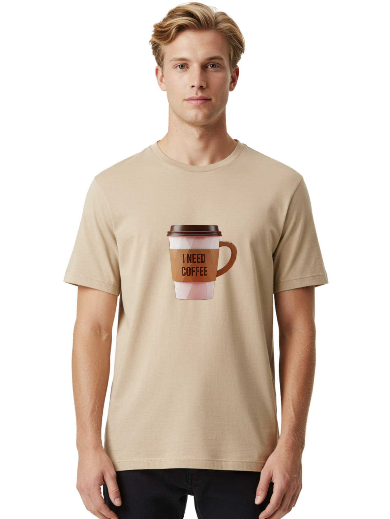 I-Need-Coffee-11 Men'S Graphic Tee, 100% Cotton, Comfortable Casual Summer Wear, Machine Washable, Coffee Cup, Morning Coffee, Coffee Break, Coffee Lover, Daily Grind, Caffeine Fix, To-Go Cup, Disposable Cup Bac060