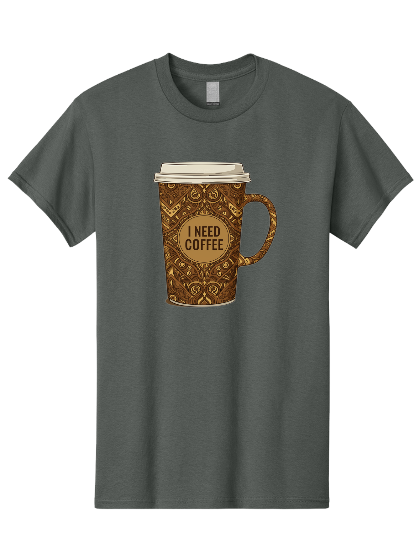I-Need-Coffee-14 Men'S Graphic Tee, 100% Cotton, Comfortable Casual Summer Wear, Machine Washable, Coffee Cup, Takeaway Coffee, Coffee Lover, Morning Coffee, Coffee Break, Coffee Time, Coffee Addiction, Coffee Culture, Coffee Design, Bac063