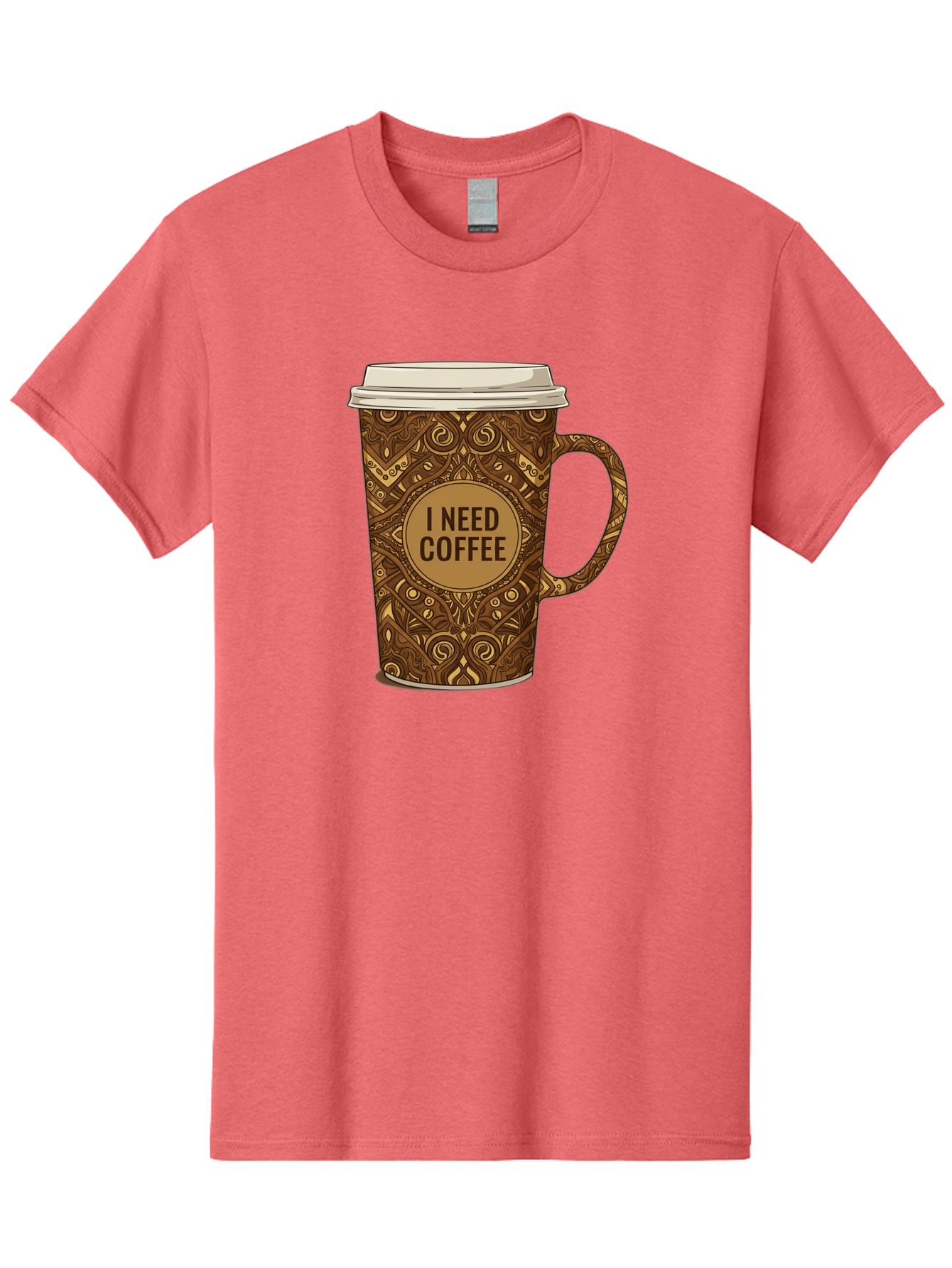 I-Need-Coffee-14 Men'S Graphic Tee, 100% Cotton, Comfortable Casual Summer Wear, Machine Washable, Coffee Cup, Takeaway Coffee, Coffee Lover, Morning Coffee, Coffee Break, Coffee Time, Coffee Addiction, Coffee Culture, Coffee Design, Bac063