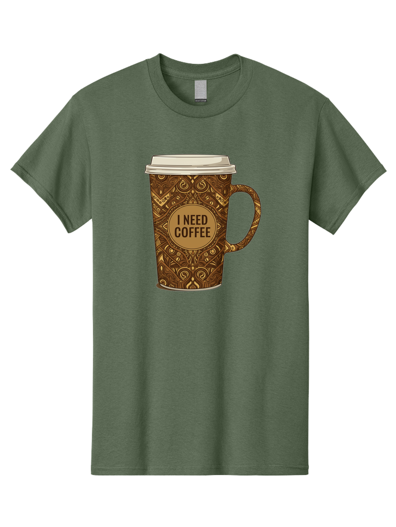 I-Need-Coffee-14 Men'S Graphic Tee, 100% Cotton, Comfortable Casual Summer Wear, Machine Washable, Coffee Cup, Takeaway Coffee, Coffee Lover, Morning Coffee, Coffee Break, Coffee Time, Coffee Addiction, Coffee Culture, Coffee Design, Bac063