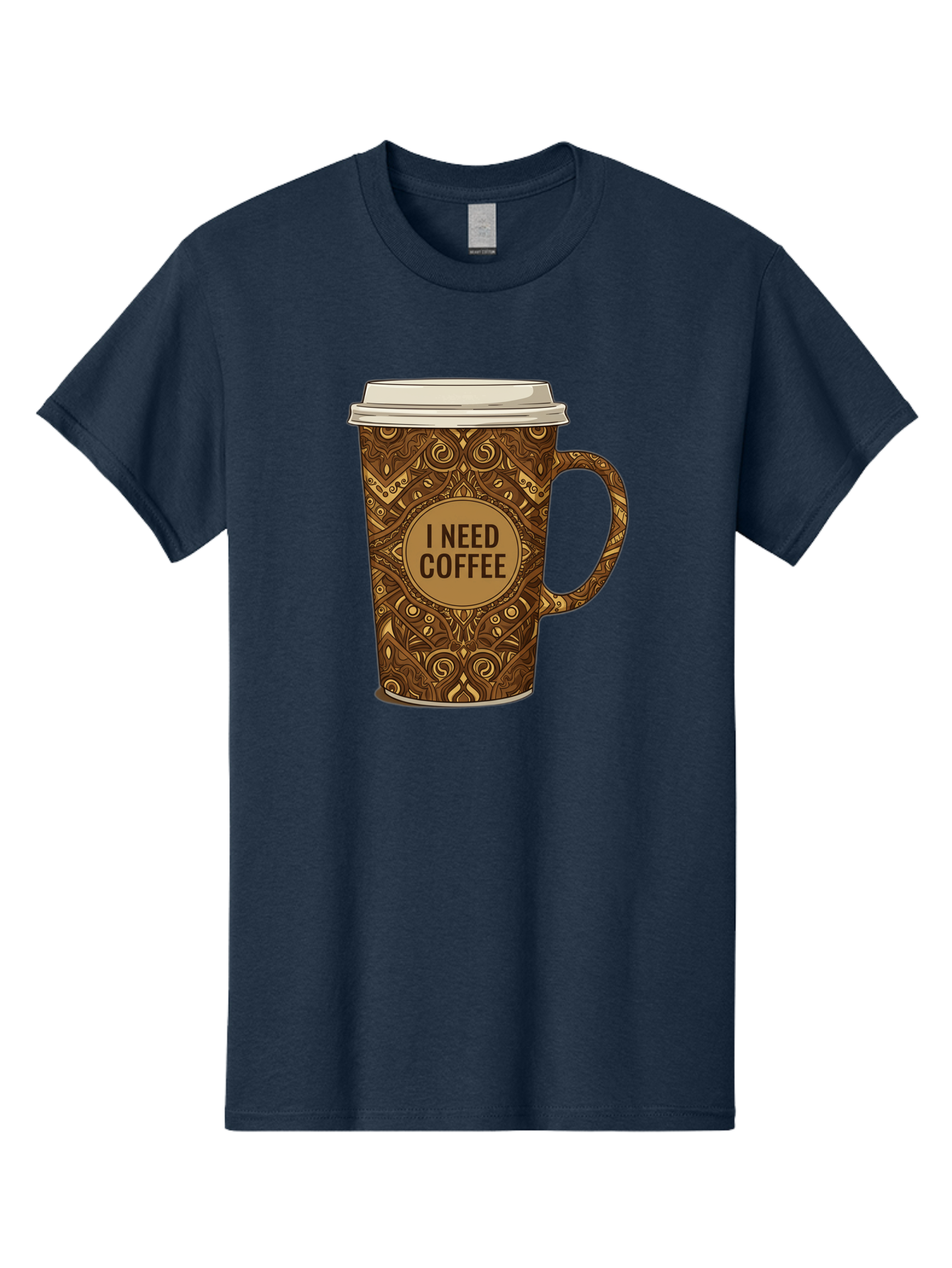 I-Need-Coffee-14 Men'S Graphic Tee, 100% Cotton, Comfortable Casual Summer Wear, Machine Washable, Coffee Cup, Takeaway Coffee, Coffee Lover, Morning Coffee, Coffee Break, Coffee Time, Coffee Addiction, Coffee Culture, Coffee Design, Bac063