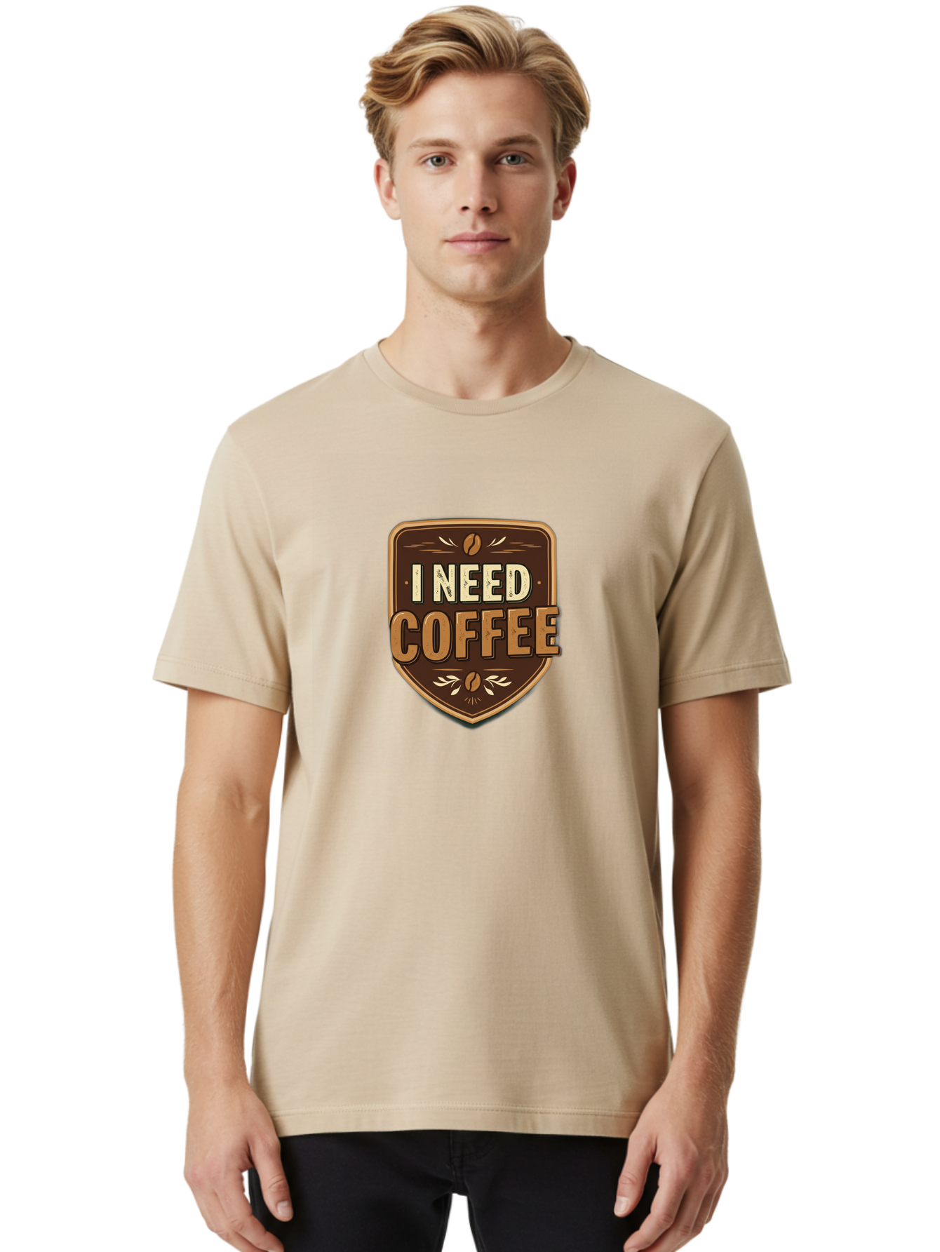I-Need-Coffee-3 Men'S Graphic Tee, 100% Cotton, Comfortable Casual Summer Wear, Machine Washable, Coffee Lover, Coffee Break, Coffee Addiction, Coffee Quote, Caffeine Fix, Coffee Humor, Funny Coffee, Coffee Meme Bac067