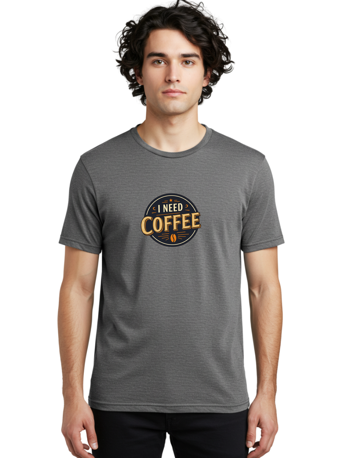 I-Need-Coffee-4 Men'S Graphic Tee, 100% Cotton, Comfortable Casual Summer Wear, Machine Washable, Coffee Lover, Coffee Addiction, Morning Motivation, Coffee Quote, Coffee Humor, Coffee Obsession Bac068