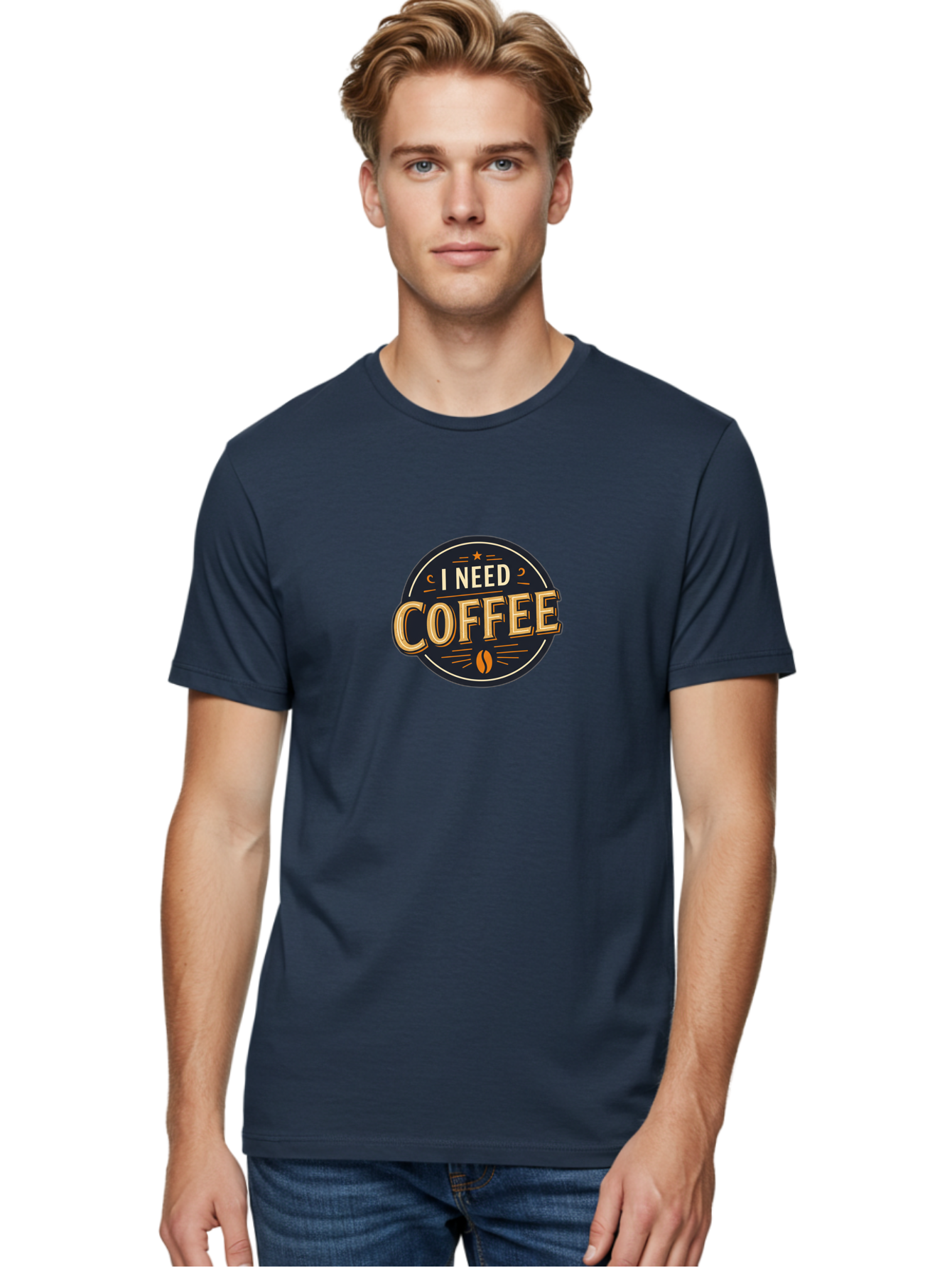 I-Need-Coffee-4 Men'S Graphic Tee, 100% Cotton, Comfortable Casual Summer Wear, Machine Washable, Coffee Lover, Coffee Addiction, Morning Motivation, Coffee Quote, Coffee Humor, Coffee Obsession Bac068