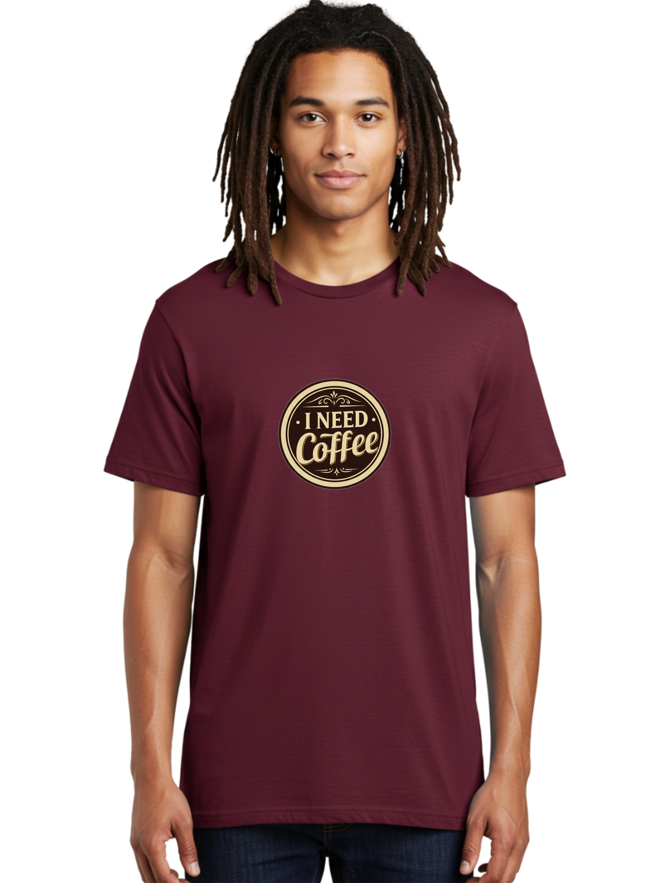 I-Need-Coffee Men'S Graphic Tee, 100% Cotton, Comfortable Casual Summer Wear, Machine Washable, Coffee Lover, Caffeine Craving, Morning Motivation, Coffee Humor, Funny Quote, Coffee Addiction, Coffee Break, Coffee Culture, Daily Dose Bac074