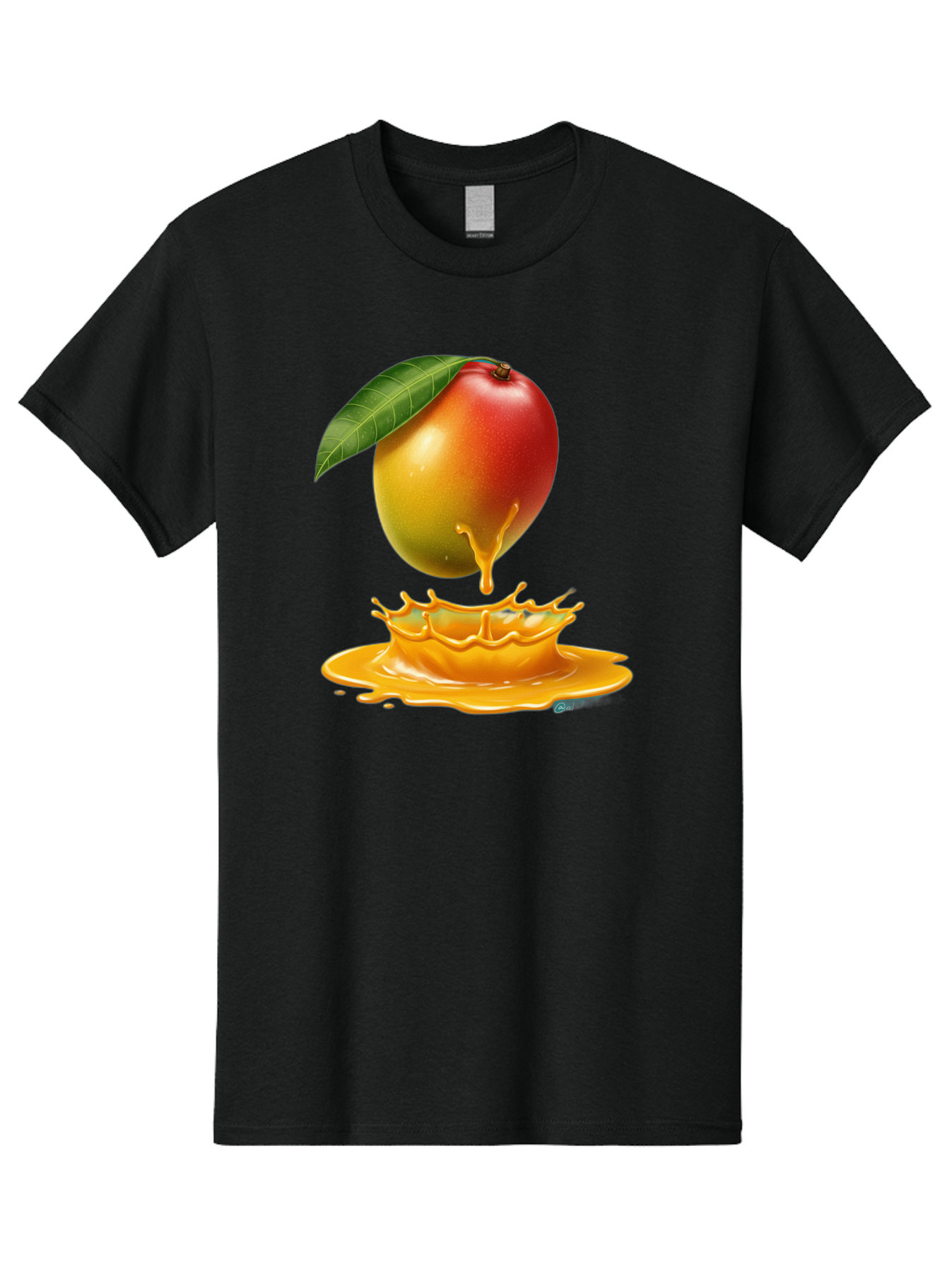 Juicy-Mango Men'S Graphic Tee, 100% Cotton, Comfortable Casual Summer Wear, Machine Washable, Juicy Mango, Mango Juice Splash, Fresh Fruit, Vibrant Colors, Ripe Mango, Mango Pulp, Splash Effect, Sweet And Tangy Bac079