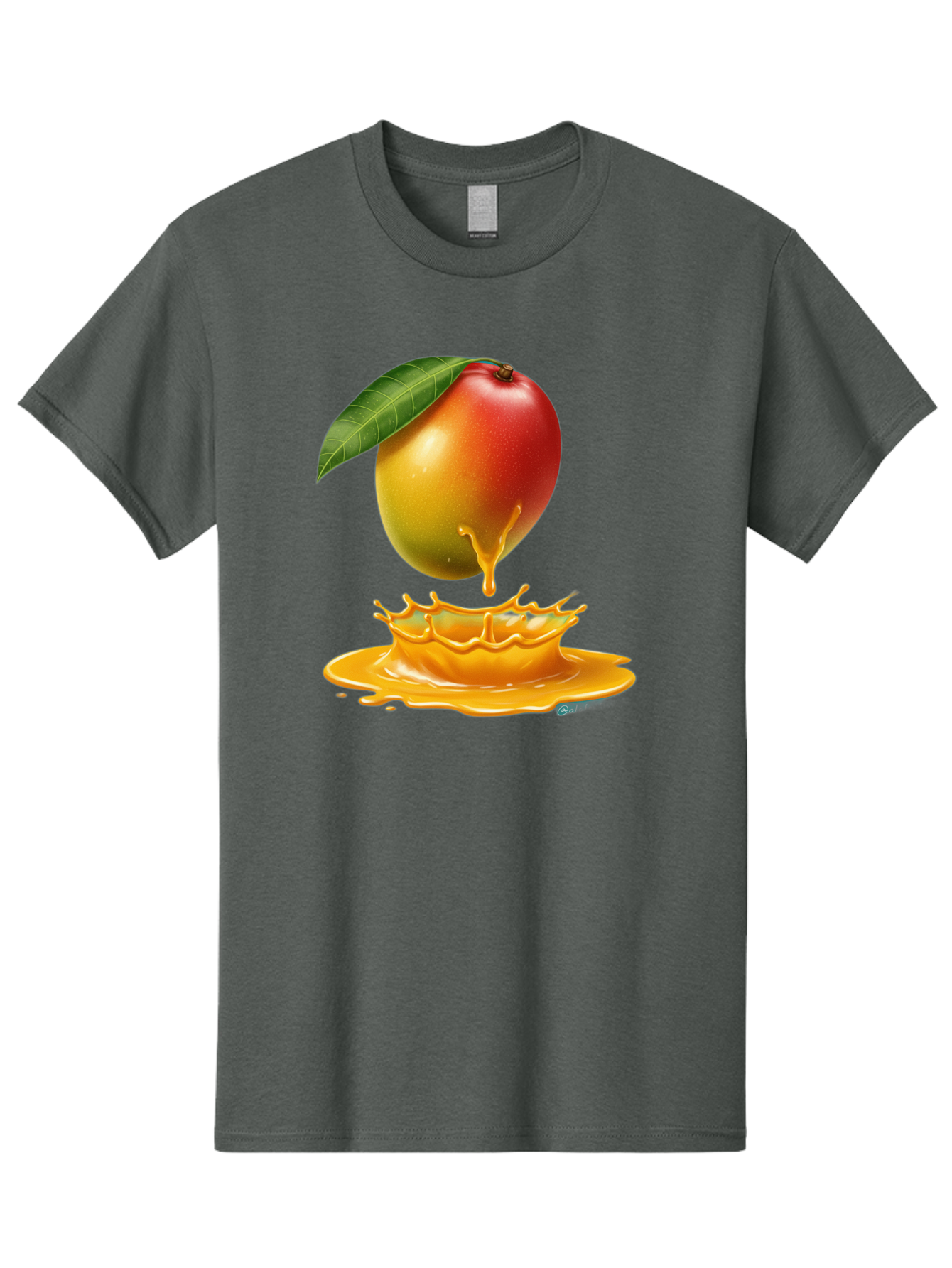 Juicy-Mango Men'S Graphic Tee, 100% Cotton, Comfortable Casual Summer Wear, Machine Washable, Juicy Mango, Mango Juice Splash, Fresh Fruit, Vibrant Colors, Ripe Mango, Mango Pulp, Splash Effect, Sweet And Tangy Bac079