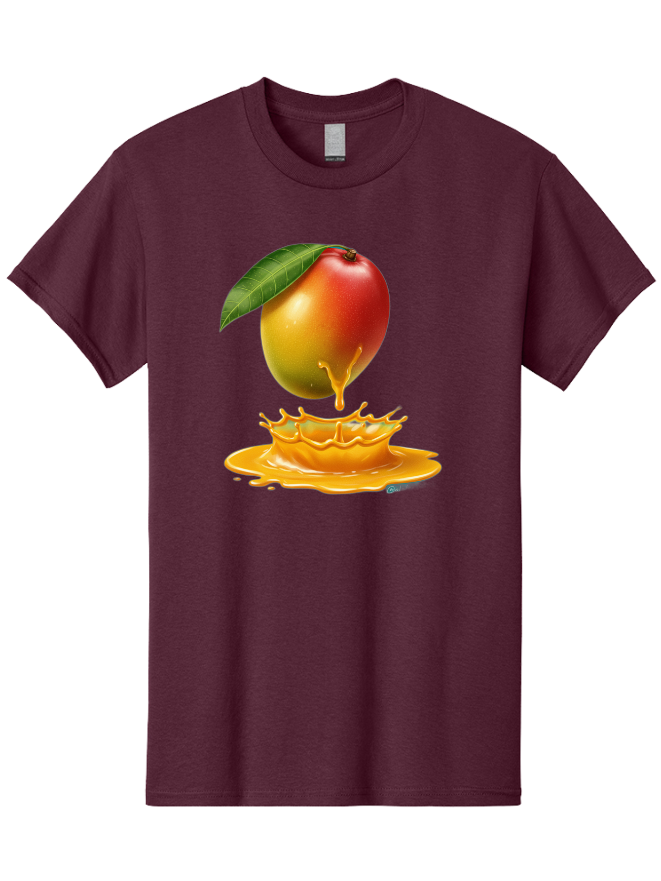 Juicy-Mango Men'S Graphic Tee, 100% Cotton, Comfortable Casual Summer Wear, Machine Washable, Juicy Mango, Mango Juice Splash, Fresh Fruit, Vibrant Colors, Ripe Mango, Mango Pulp, Splash Effect, Sweet And Tangy Bac079