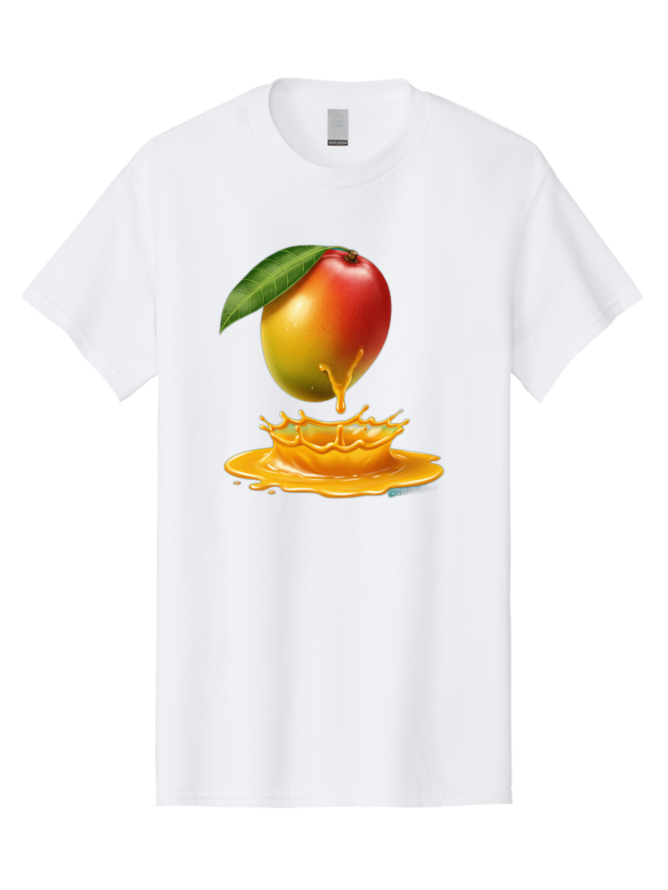Juicy-Mango Men'S Graphic Tee, 100% Cotton, Comfortable Casual Summer Wear, Machine Washable, Juicy Mango, Mango Juice Splash, Fresh Fruit, Vibrant Colors, Ripe Mango, Mango Pulp, Splash Effect, Sweet And Tangy Bac079