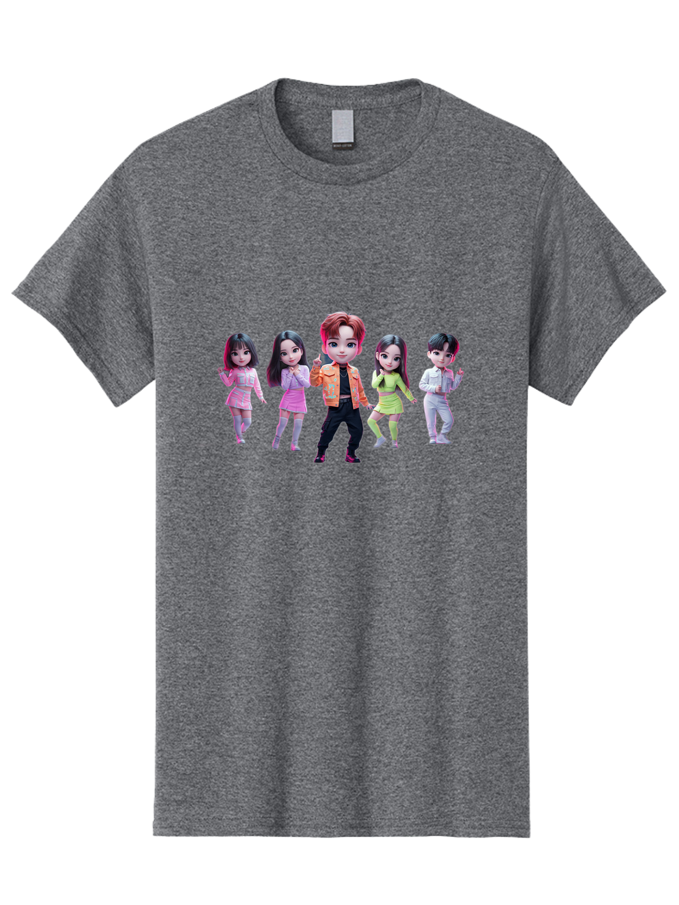 K-Pop-Group-2 Men'S Graphic Tee, 100% Cotton, Comfortable Casual Summer Wear, Machine Washable, K-Pop Idols, Group Of Dancers, Pastel Colors, Fashionable Outfits, Modern Style, Dancing Pose, Kawaii Aesthetic, Idol Culture, Pop Culture Bac091