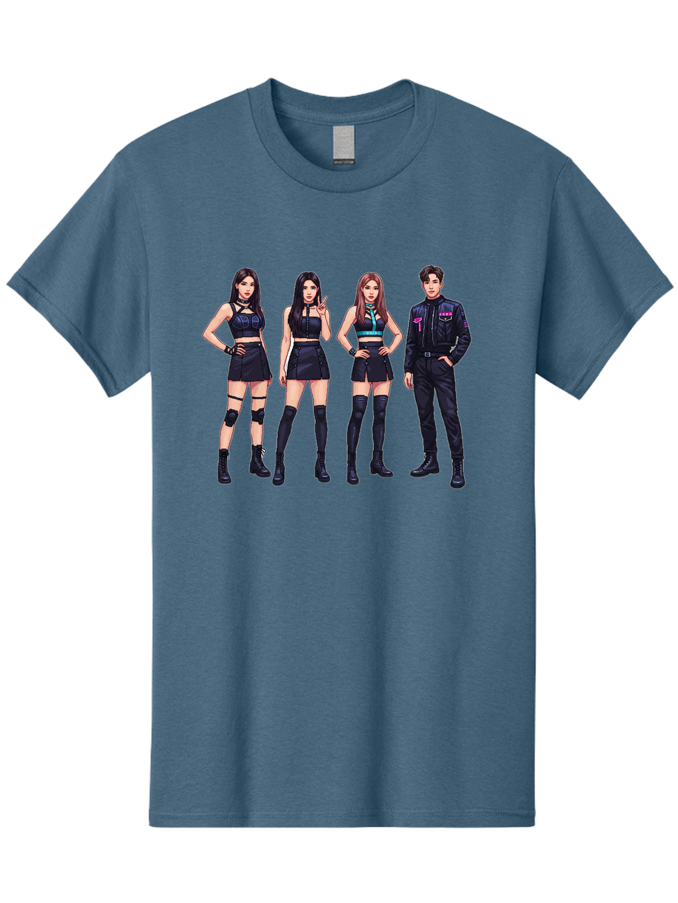 K-Pop-Group-8 Men'S Graphic Tee, 100% Cotton, Comfortable Casual Summer Wear, Machine Washable, K-Pop Fashion, Group Of Performers, Black Outfits, Stylish Clothing, Edgy Style, Modern Fashion Trends, Pop Culture Icons, Entertainment Industry, Bac097