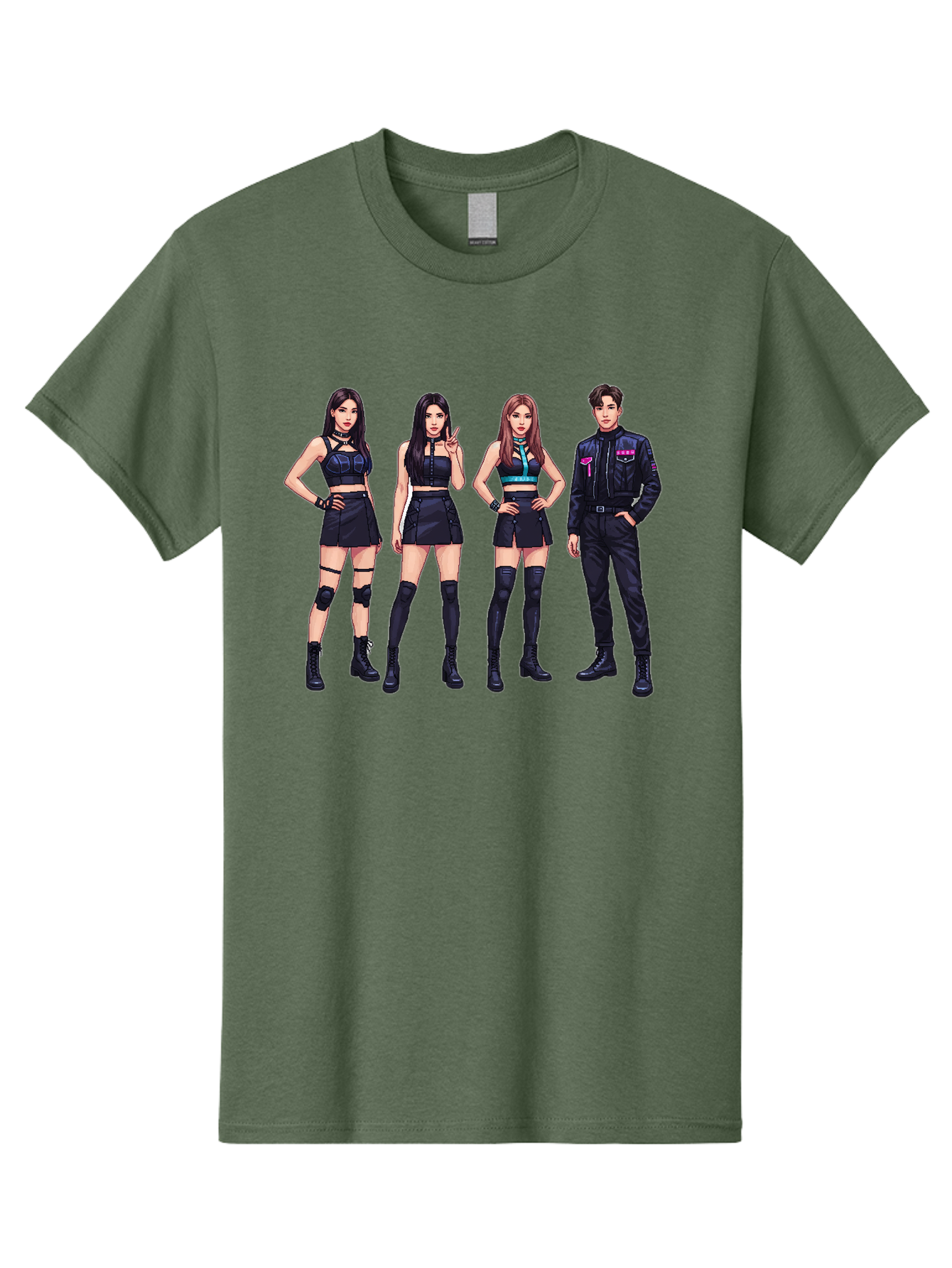 K-Pop-Group-8 Men'S Graphic Tee, 100% Cotton, Comfortable Casual Summer Wear, Machine Washable, K-Pop Fashion, Group Of Performers, Black Outfits, Stylish Clothing, Edgy Style, Modern Fashion Trends, Pop Culture Icons, Entertainment Industry, Bac097