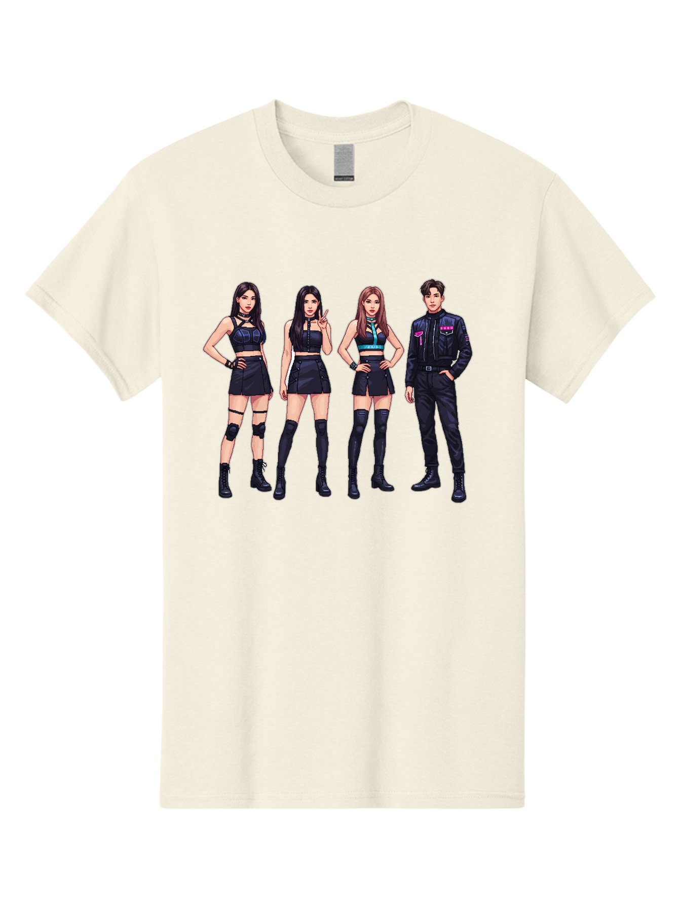 K-Pop-Group-8 Men'S Graphic Tee, 100% Cotton, Comfortable Casual Summer Wear, Machine Washable, K-Pop Fashion, Group Of Performers, Black Outfits, Stylish Clothing, Edgy Style, Modern Fashion Trends, Pop Culture Icons, Entertainment Industry, Bac097