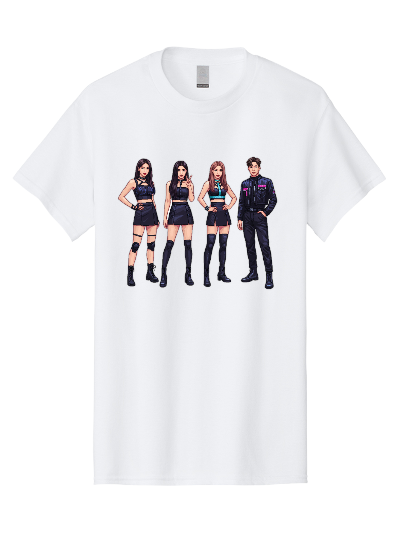 K-Pop-Group-8 Men'S Graphic Tee, 100% Cotton, Comfortable Casual Summer Wear, Machine Washable, K-Pop Fashion, Group Of Performers, Black Outfits, Stylish Clothing, Edgy Style, Modern Fashion Trends, Pop Culture Icons, Entertainment Industry, Bac097