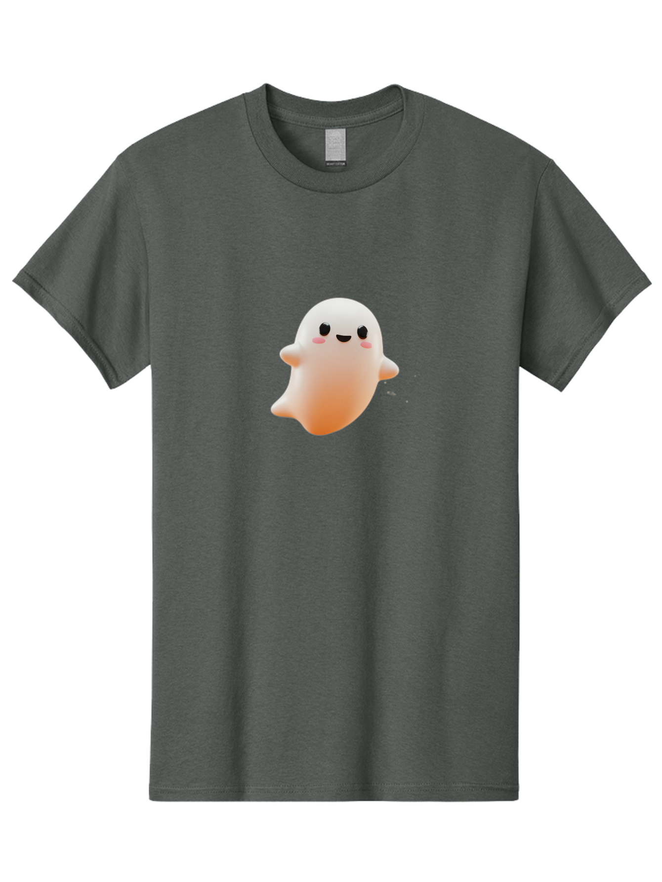 Kawaii-Ghost Men'S Graphic Tee, 100% Cotton, Comfortable Casual Summer Wear, Machine Washable, Cartoon Ghost, Cute Character, Adorable Design, Smiling Face, Pink Cheeks, White Ghost, Kawaii Art, Friendly Spirit, Halloween Character Bac105