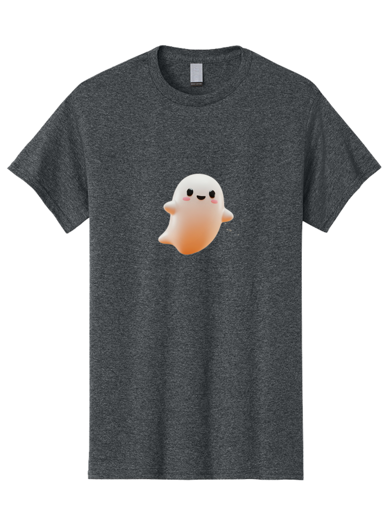 Kawaii-Ghost Men'S Graphic Tee, 100% Cotton, Comfortable Casual Summer Wear, Machine Washable, Cartoon Ghost, Cute Character, Adorable Design, Smiling Face, Pink Cheeks, White Ghost, Kawaii Art, Friendly Spirit, Halloween Character Bac105