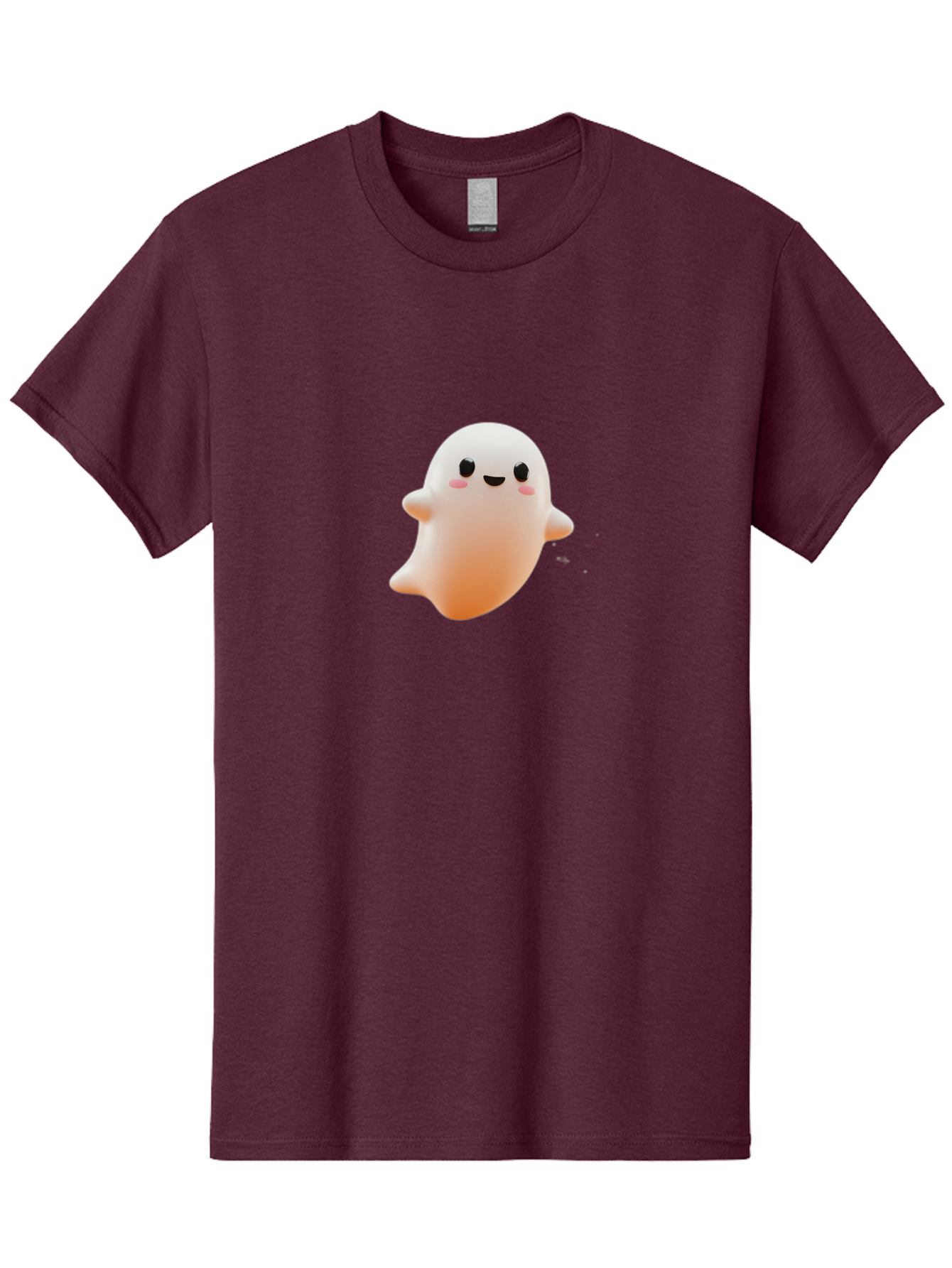 Kawaii-Ghost Men'S Graphic Tee, 100% Cotton, Comfortable Casual Summer Wear, Machine Washable, Cartoon Ghost, Cute Character, Adorable Design, Smiling Face, Pink Cheeks, White Ghost, Kawaii Art, Friendly Spirit, Halloween Character Bac105