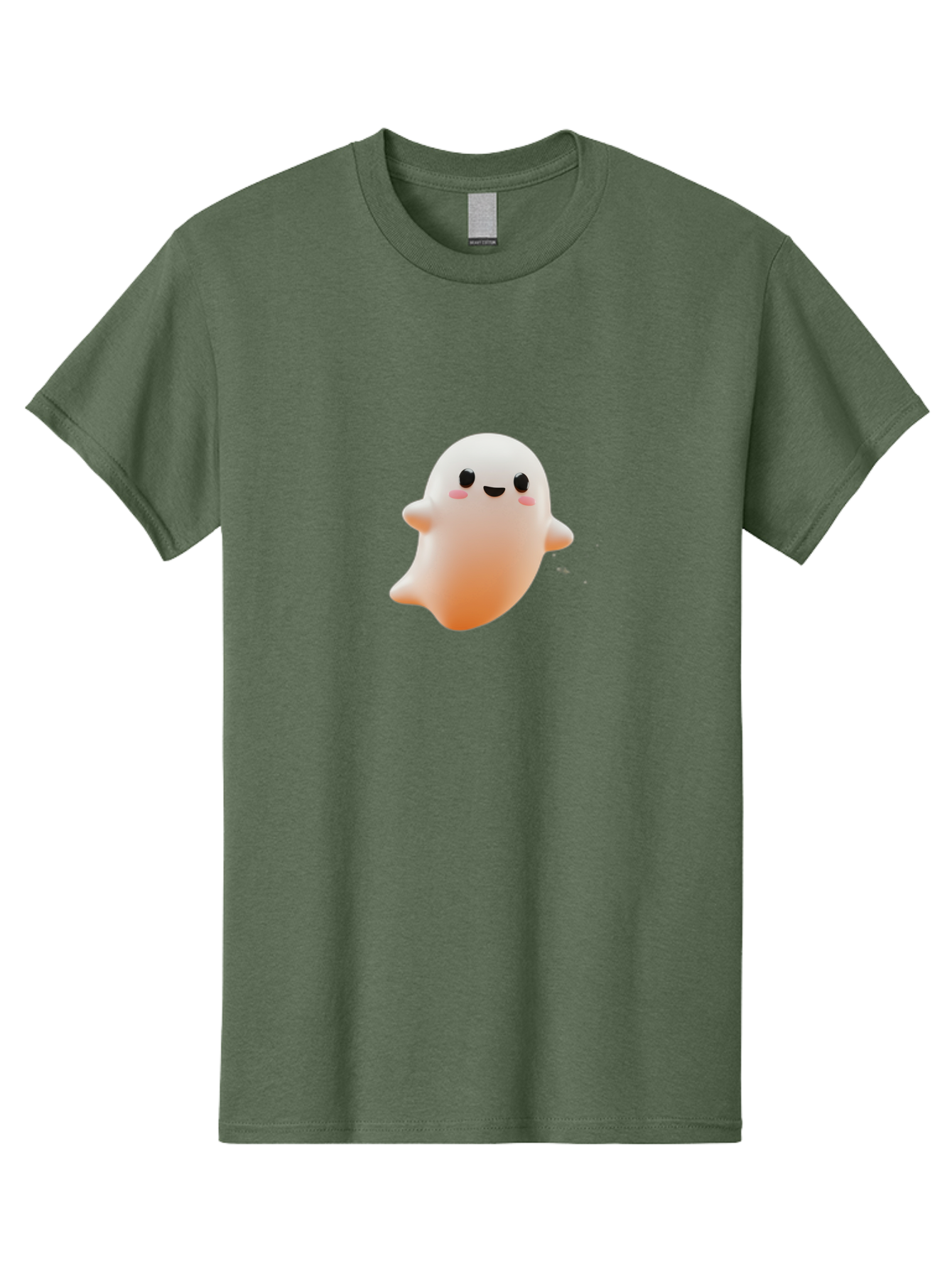 Kawaii-Ghost Men'S Graphic Tee, 100% Cotton, Comfortable Casual Summer Wear, Machine Washable, Cartoon Ghost, Cute Character, Adorable Design, Smiling Face, Pink Cheeks, White Ghost, Kawaii Art, Friendly Spirit, Halloween Character Bac105