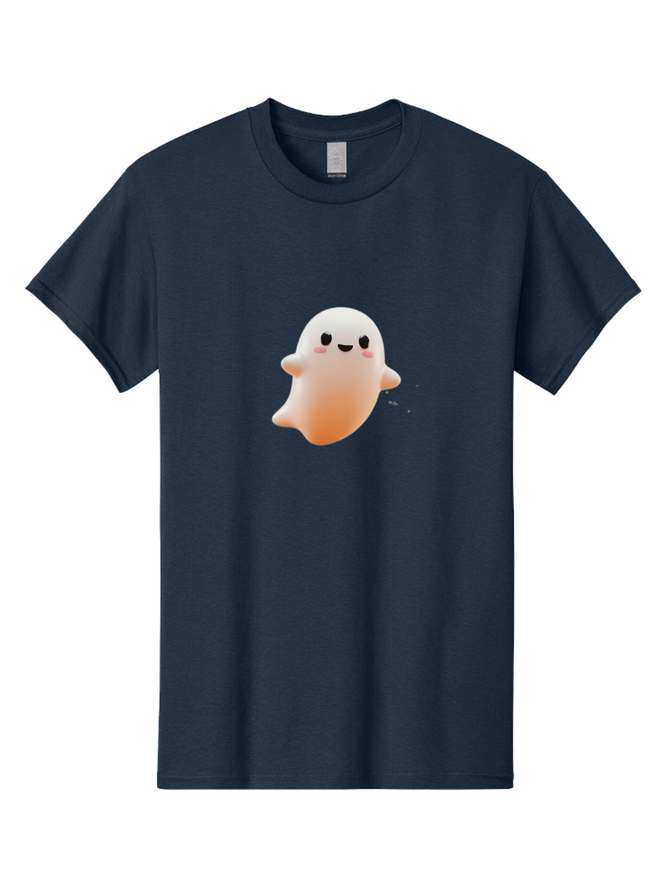 Kawaii-Ghost Men'S Graphic Tee, 100% Cotton, Comfortable Casual Summer Wear, Machine Washable, Cartoon Ghost, Cute Character, Adorable Design, Smiling Face, Pink Cheeks, White Ghost, Kawaii Art, Friendly Spirit, Halloween Character Bac105