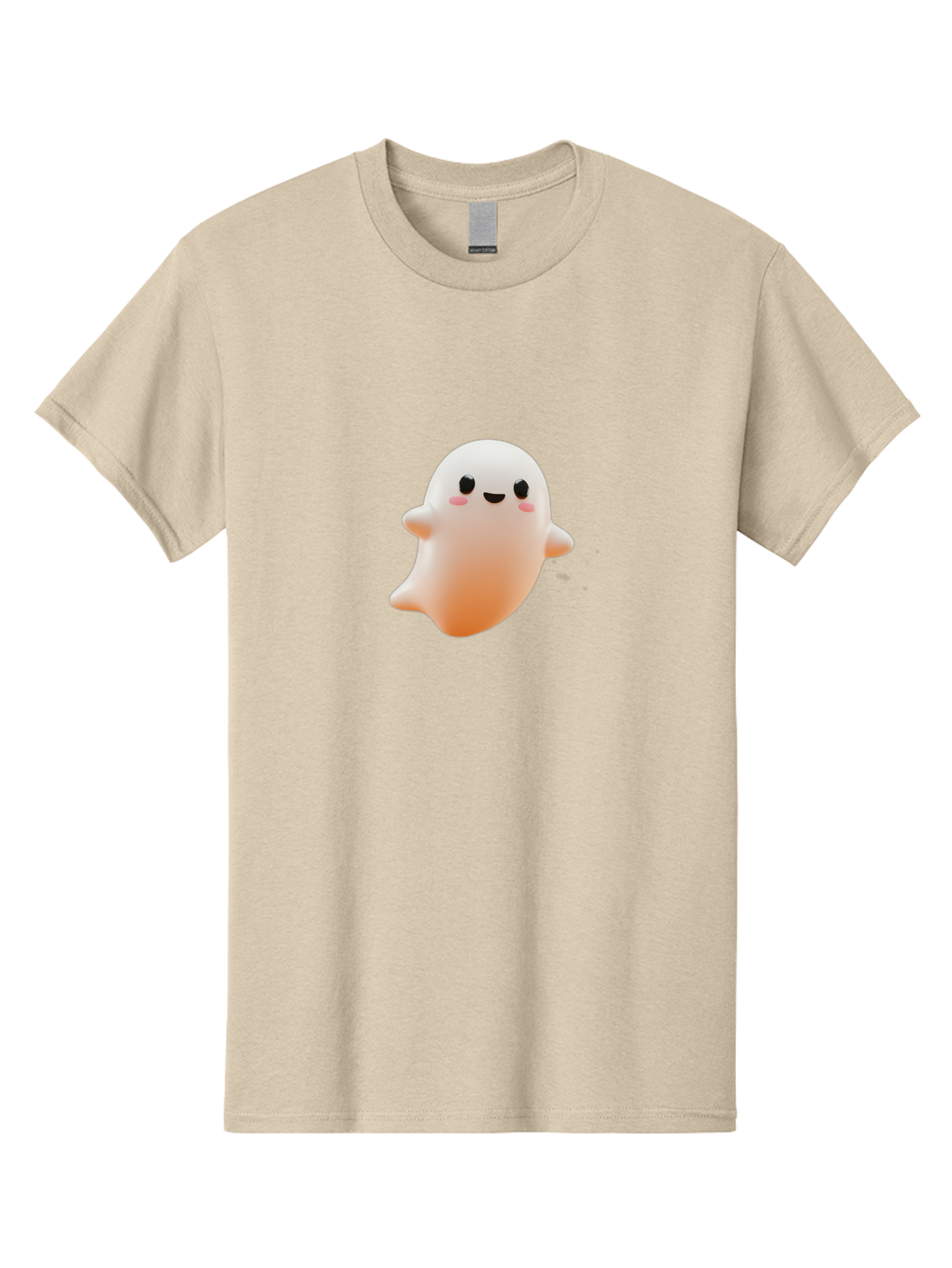 Kawaii-Ghost Men'S Graphic Tee, 100% Cotton, Comfortable Casual Summer Wear, Machine Washable, Cartoon Ghost, Cute Character, Adorable Design, Smiling Face, Pink Cheeks, White Ghost, Kawaii Art, Friendly Spirit, Halloween Character Bac105