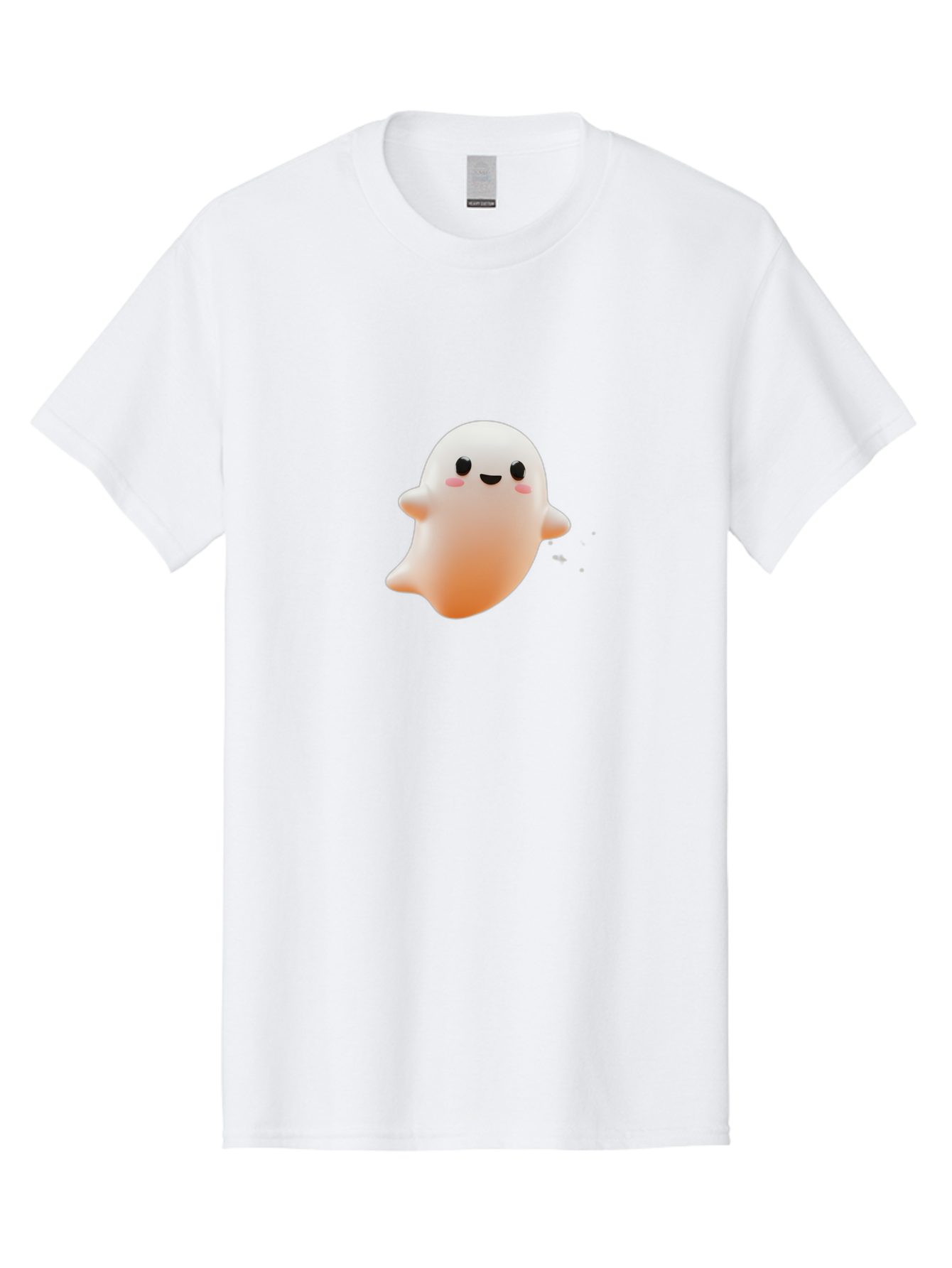 Kawaii-Ghost Men'S Graphic Tee, 100% Cotton, Comfortable Casual Summer Wear, Machine Washable, Cartoon Ghost, Cute Character, Adorable Design, Smiling Face, Pink Cheeks, White Ghost, Kawaii Art, Friendly Spirit, Halloween Character Bac105