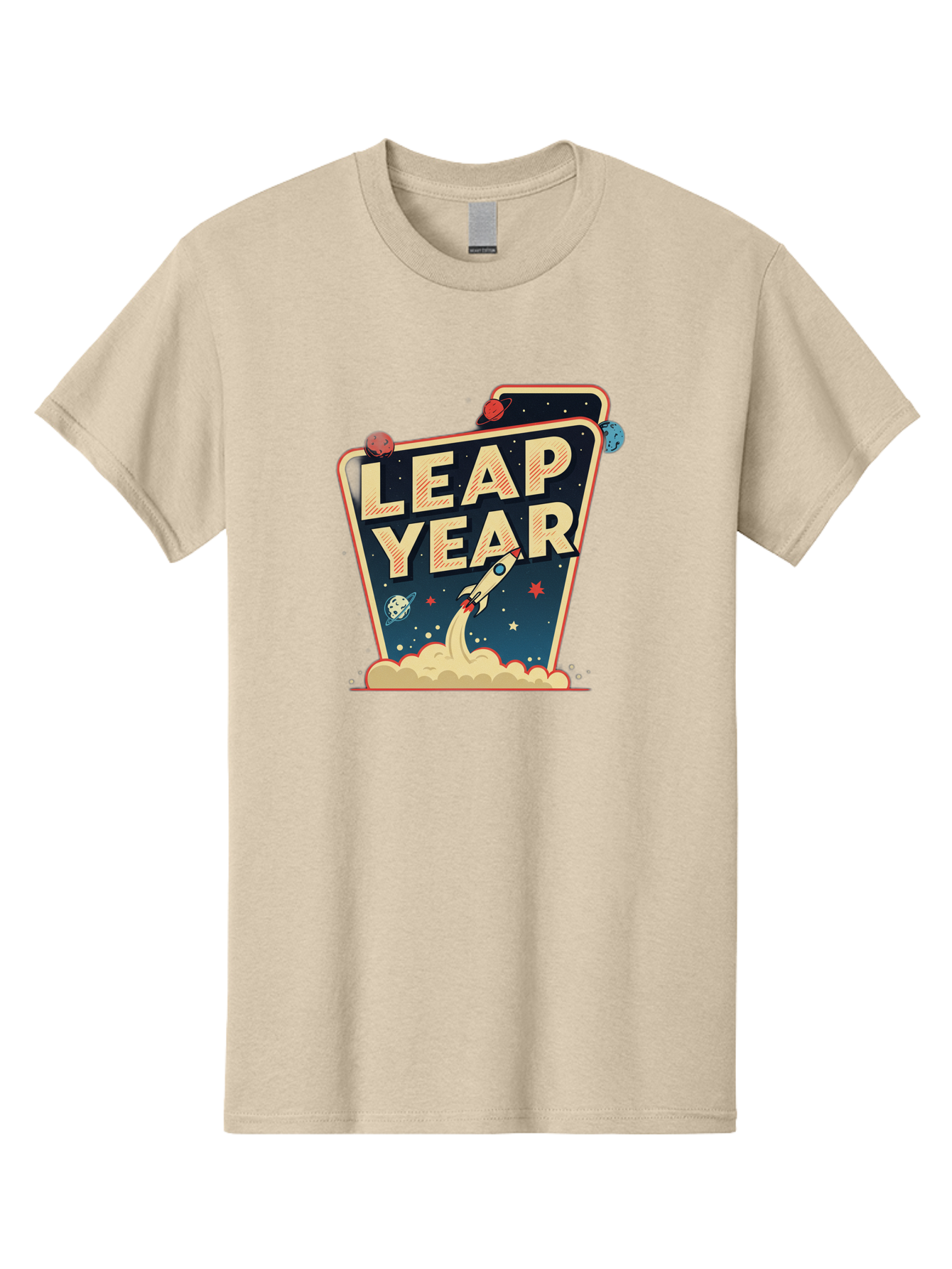 Leap-Year-1 Men'S Graphic Tee, 100% Cotton, Comfortable Casual Summer Wear, Machine Washable, Leap Year, Rocket Ship, Space Travel, Stars, Planets, Celestial Bodies, Retro-Futuristic, Vintage Space, Space Exploration, Launch Sequence Bac111