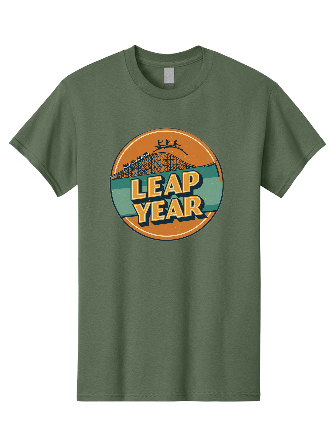 Leap-Year-3 Men'S Graphic Tee, 100% Cotton, Comfortable Casual Summer Wear, Machine Washable, Leap Year, Roller Coaster, Amusement Park, Thrill Ride, Adventure, Excitement, Fun, Joyful Leaps Bac113