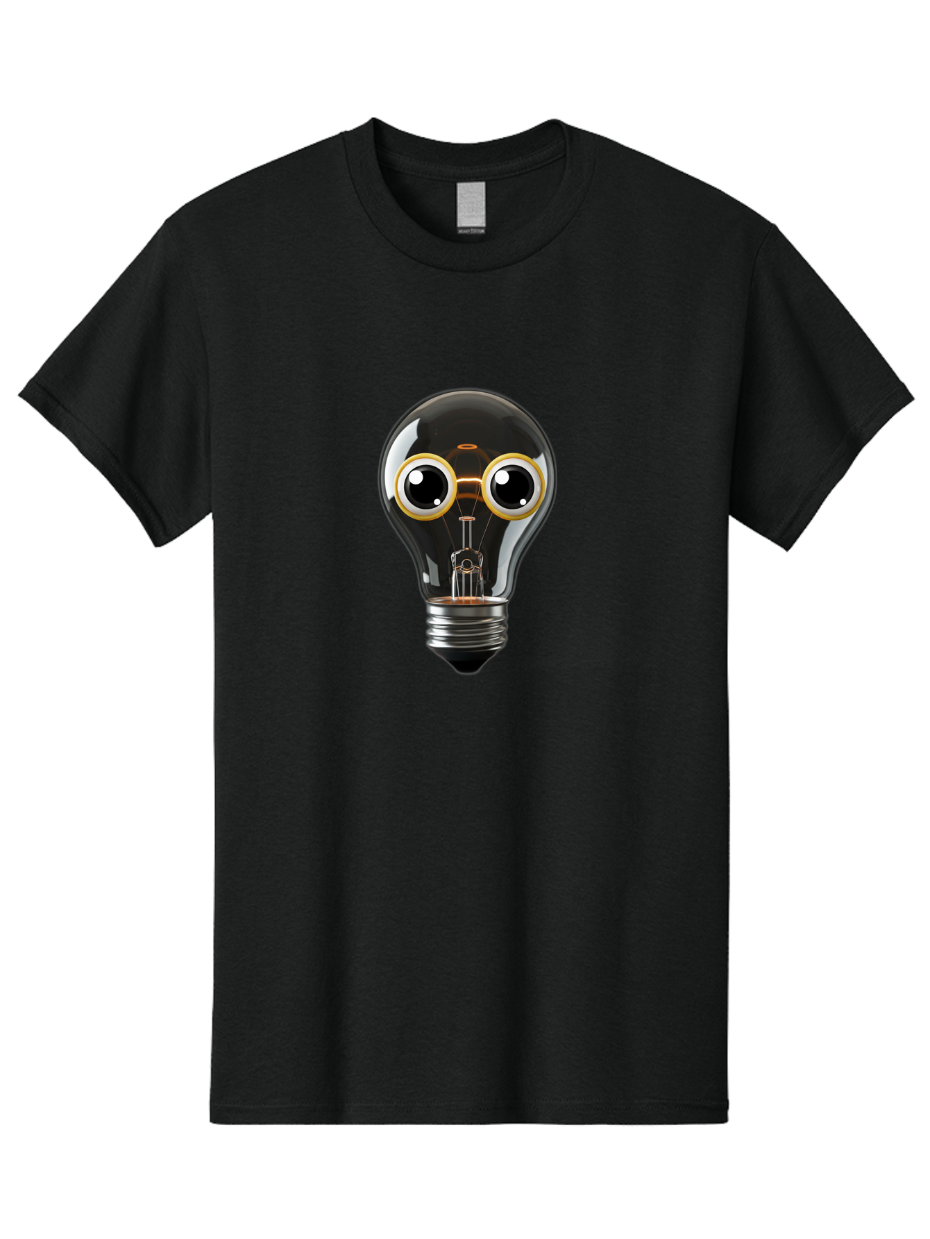 Light-Bulb-Eyes Men'S Graphic Tee, 100% Cotton, Comfortable Casual Summer Wear, Machine Washable, Cartoon Light Bulb, Light Bulb Character, Creative Idea, Innovation, Inspiration, Creative Thinking, Problem Solving Bac120