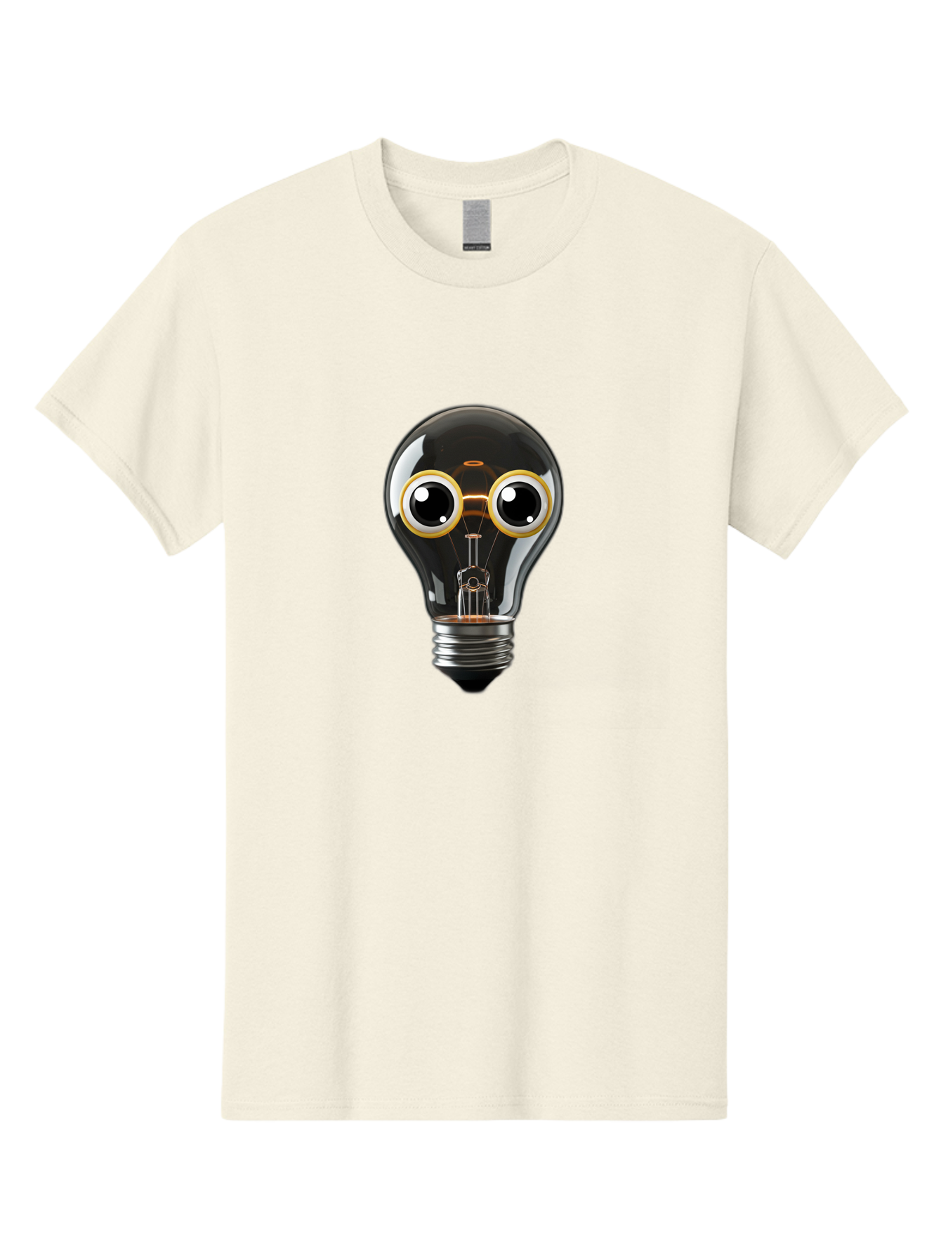 Light-Bulb-Eyes Men'S Graphic Tee, 100% Cotton, Comfortable Casual Summer Wear, Machine Washable, Cartoon Light Bulb, Light Bulb Character, Creative Idea, Innovation, Inspiration, Creative Thinking, Problem Solving Bac120