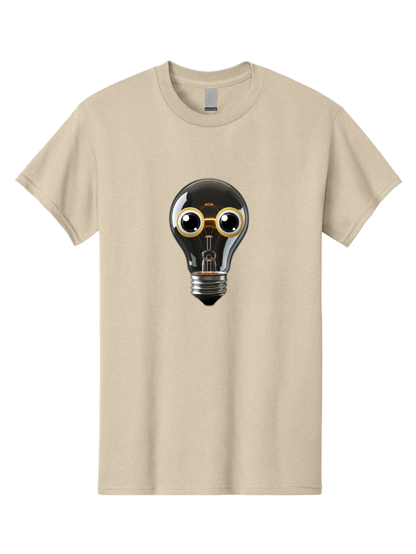 Light-Bulb-Eyes Men'S Graphic Tee, 100% Cotton, Comfortable Casual Summer Wear, Machine Washable, Cartoon Light Bulb, Light Bulb Character, Creative Idea, Innovation, Inspiration, Creative Thinking, Problem Solving Bac120
